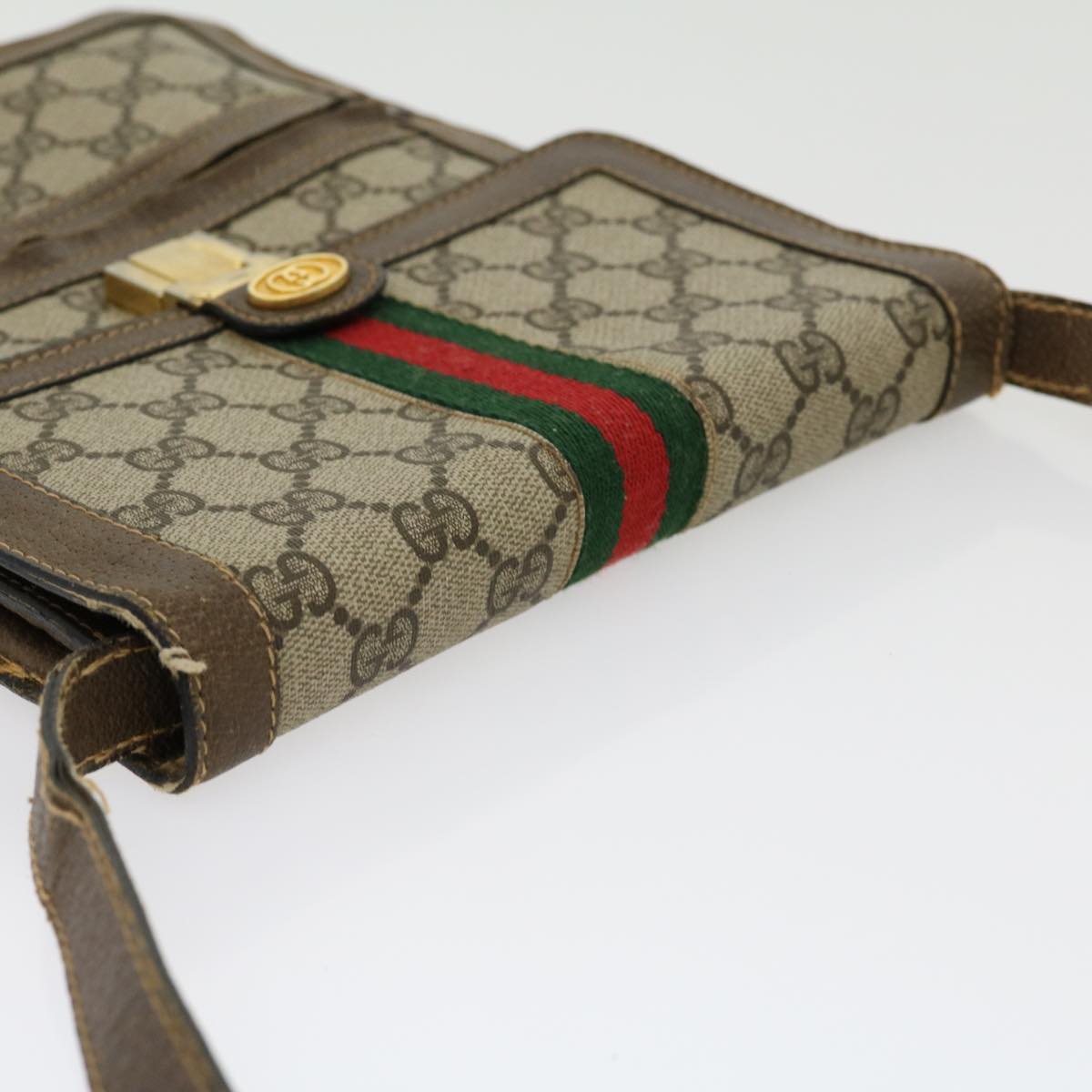 GUCCI GG Canvas Web Sherry Line Shoulder Bag Beige Red Green rd2223