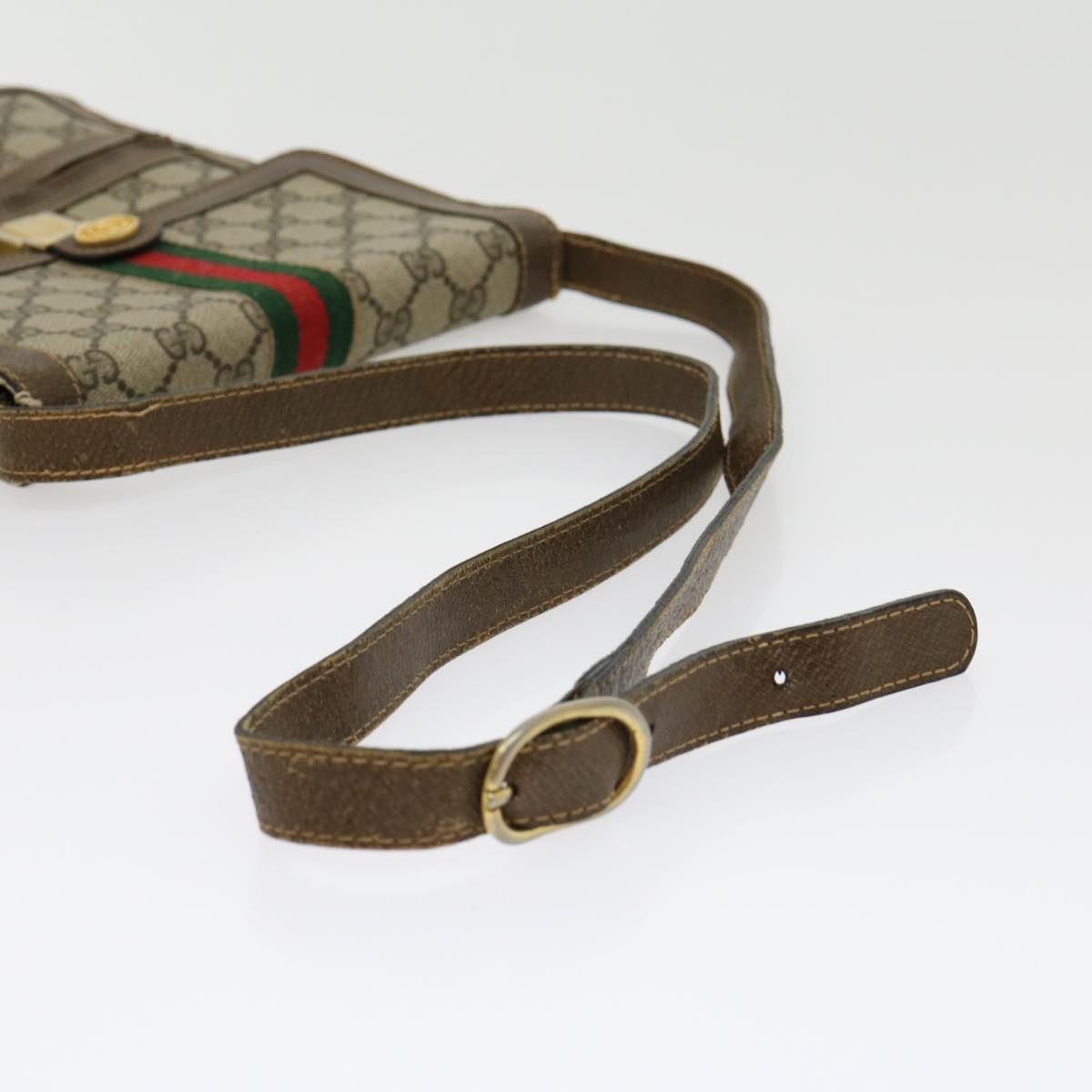 GUCCI GG Canvas Web Sherry Line Shoulder Bag Beige Red Green rd2223