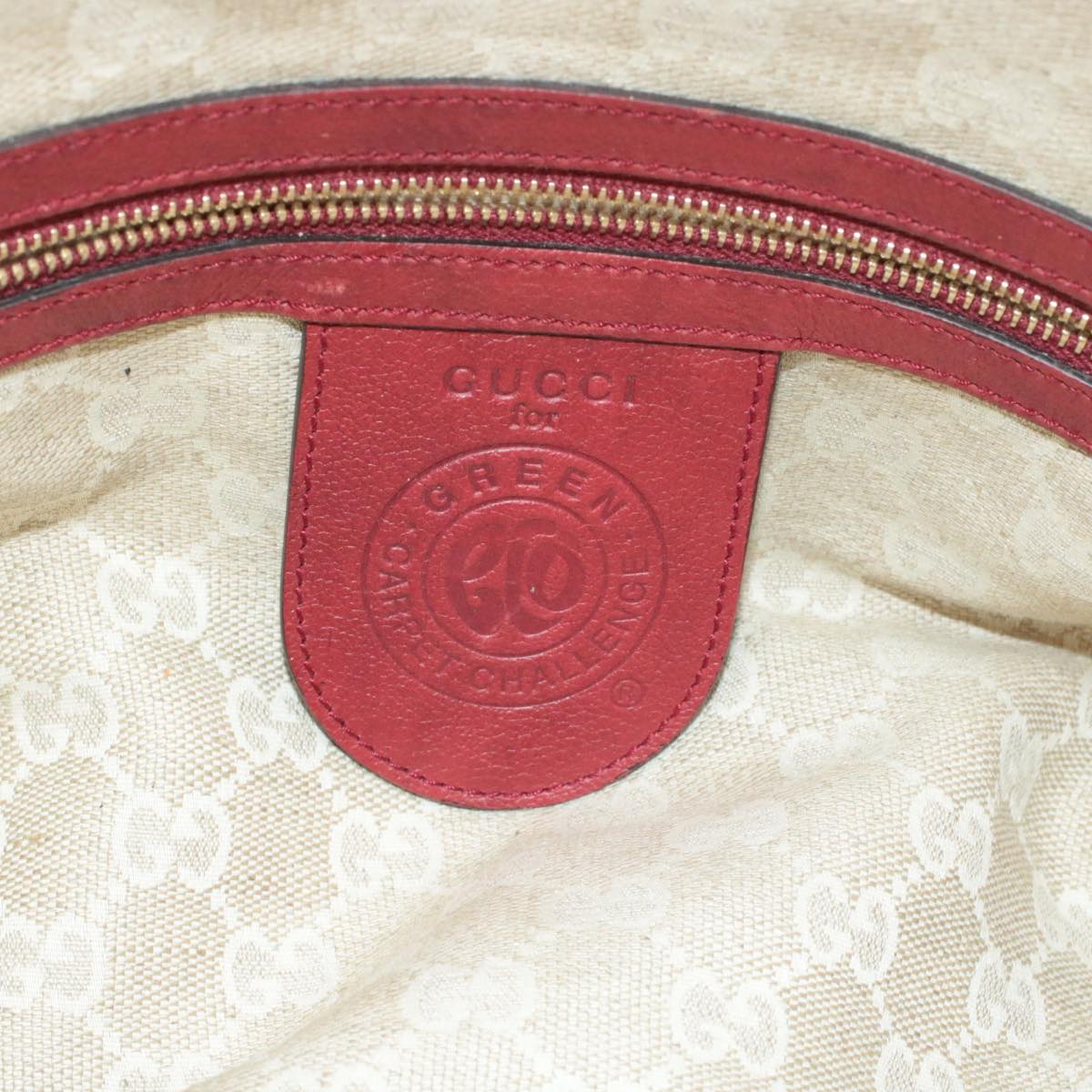 GUCCI Green Carpet Challenge Leather 2Way Tote Bag Fringe Bamboo Red Auth rd707