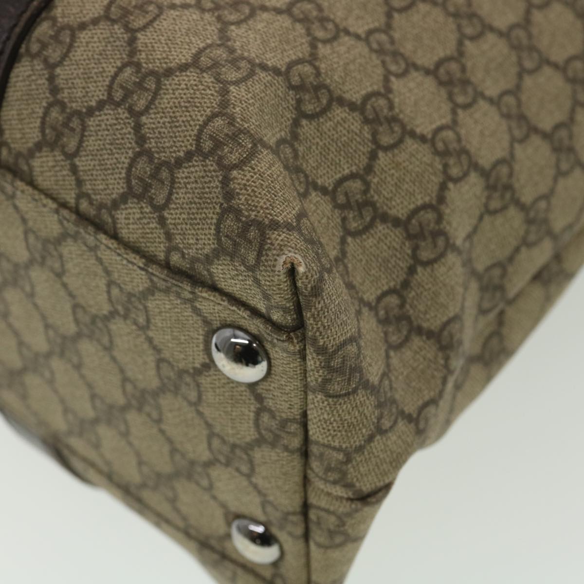GUCCI GG Canvas Shoulder Bag PVC Leather Beige 114288 ro896