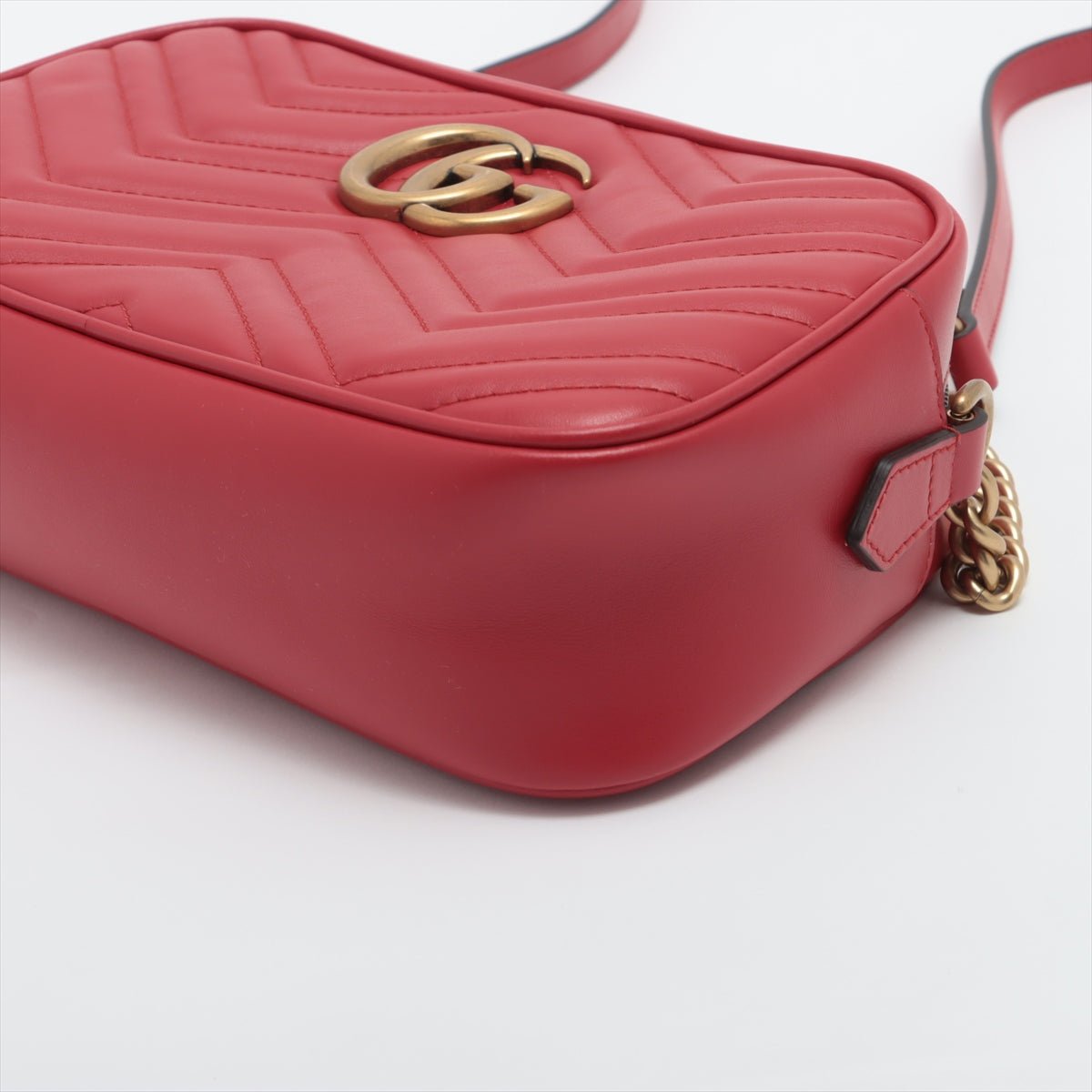 Gucci GG Red Marmont Crossbody Bag Matelassé Leather