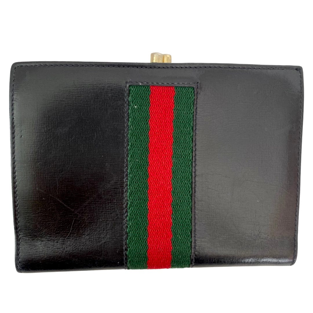 Gucci Vintage Leather Compact Web Wallet