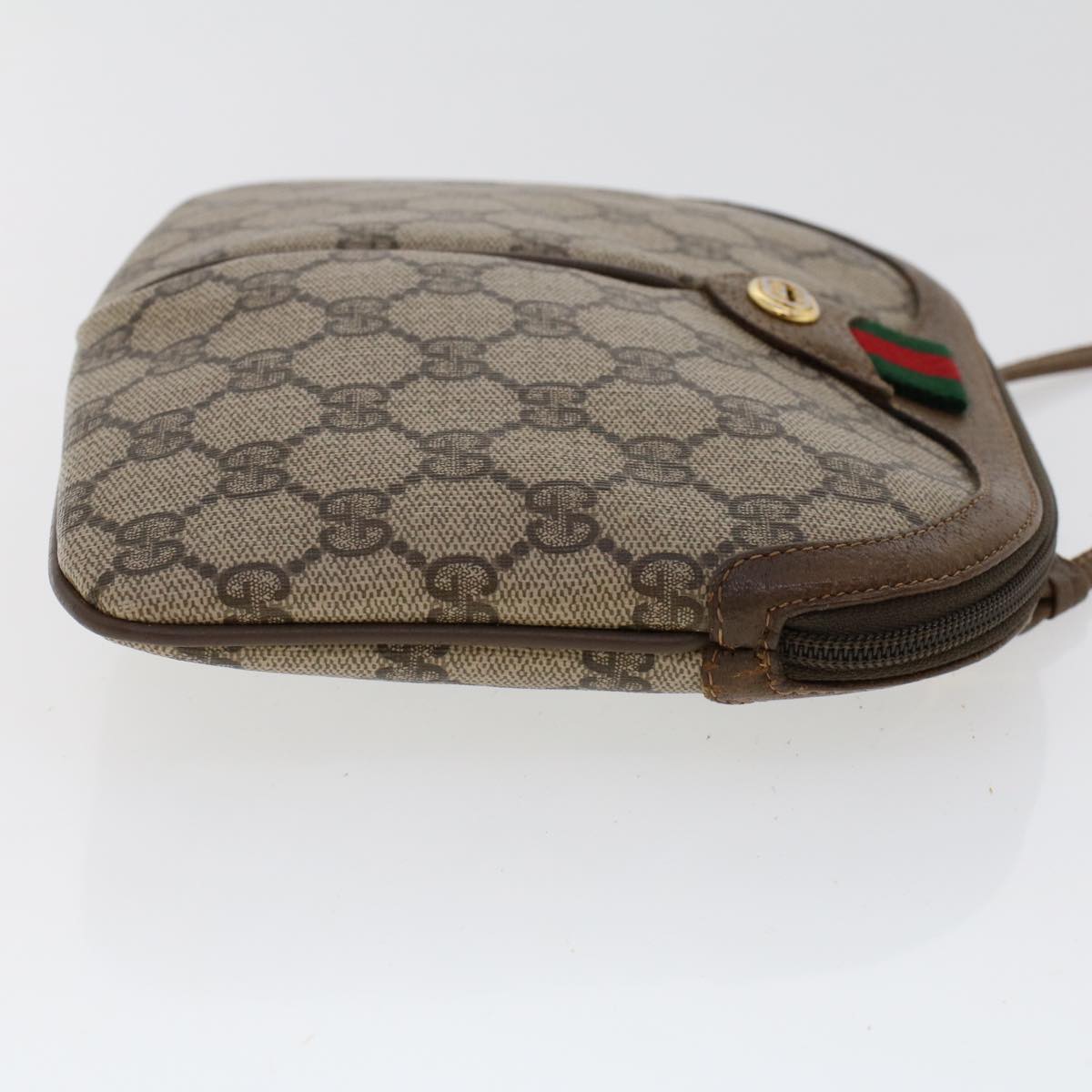 GUCCI GG Canvas Web Sherry Line Shoulder Bag Beige Red Green tb748