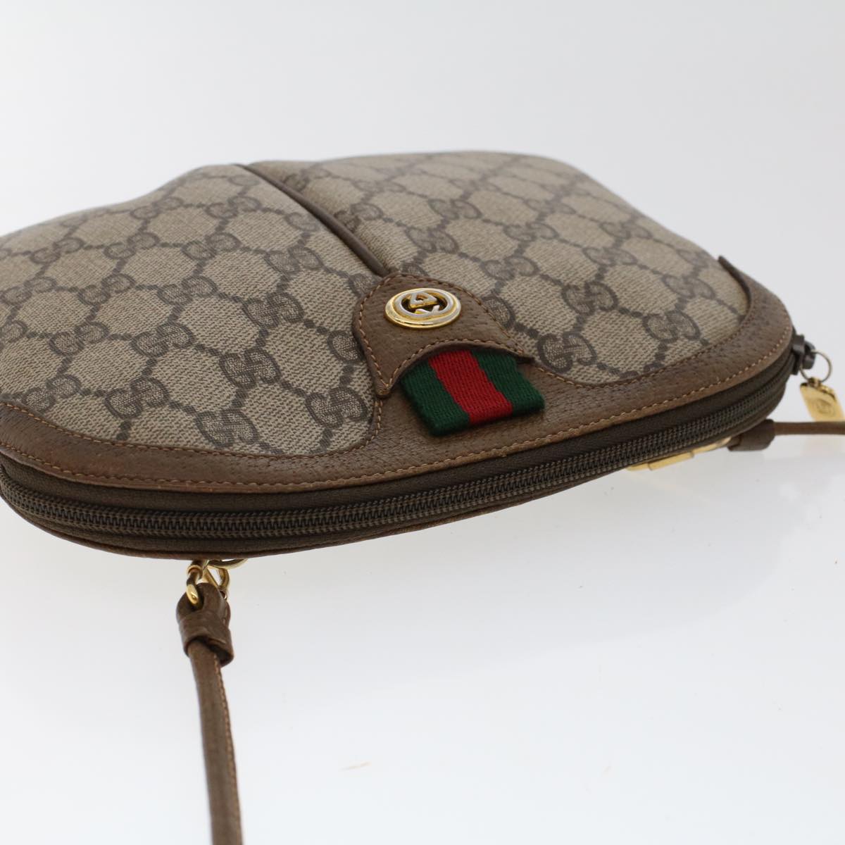GUCCI GG Canvas Web Sherry Line Shoulder Bag Beige Red Green tb748