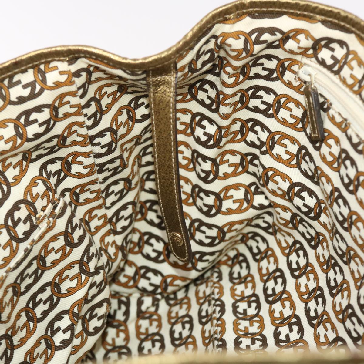 GUCCI GG Canvas Princy Line Tote Bag Leather Gold Tone 163805 tb793