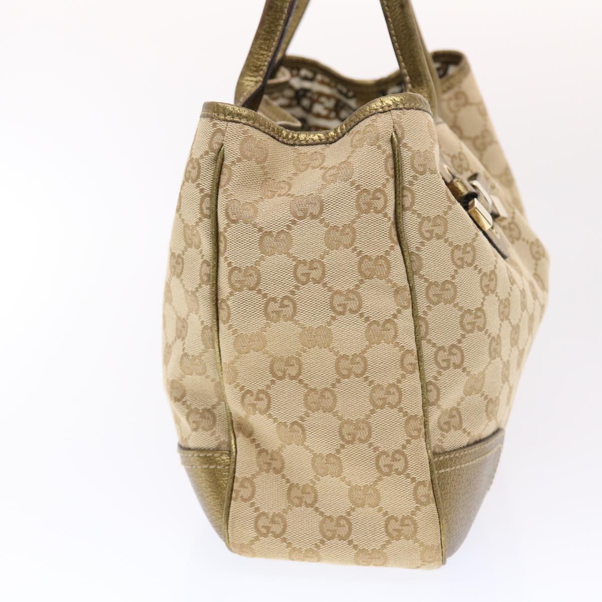 GUCCI GG Canvas Princy Line Tote Bag Leather Gold Tone 163805 tb793