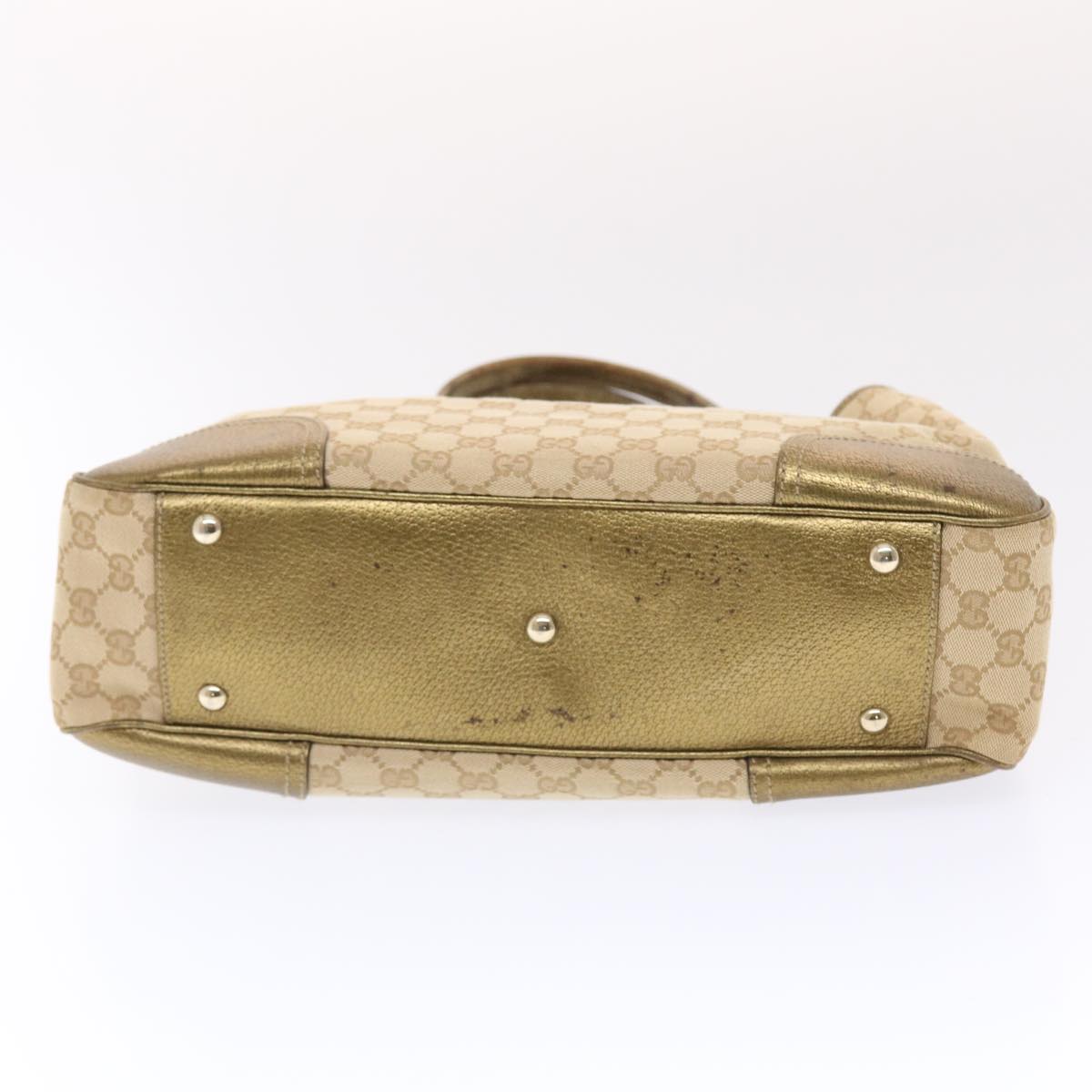 GUCCI GG Canvas Princy Line Tote Bag Leather Gold Tone 163805 tb793