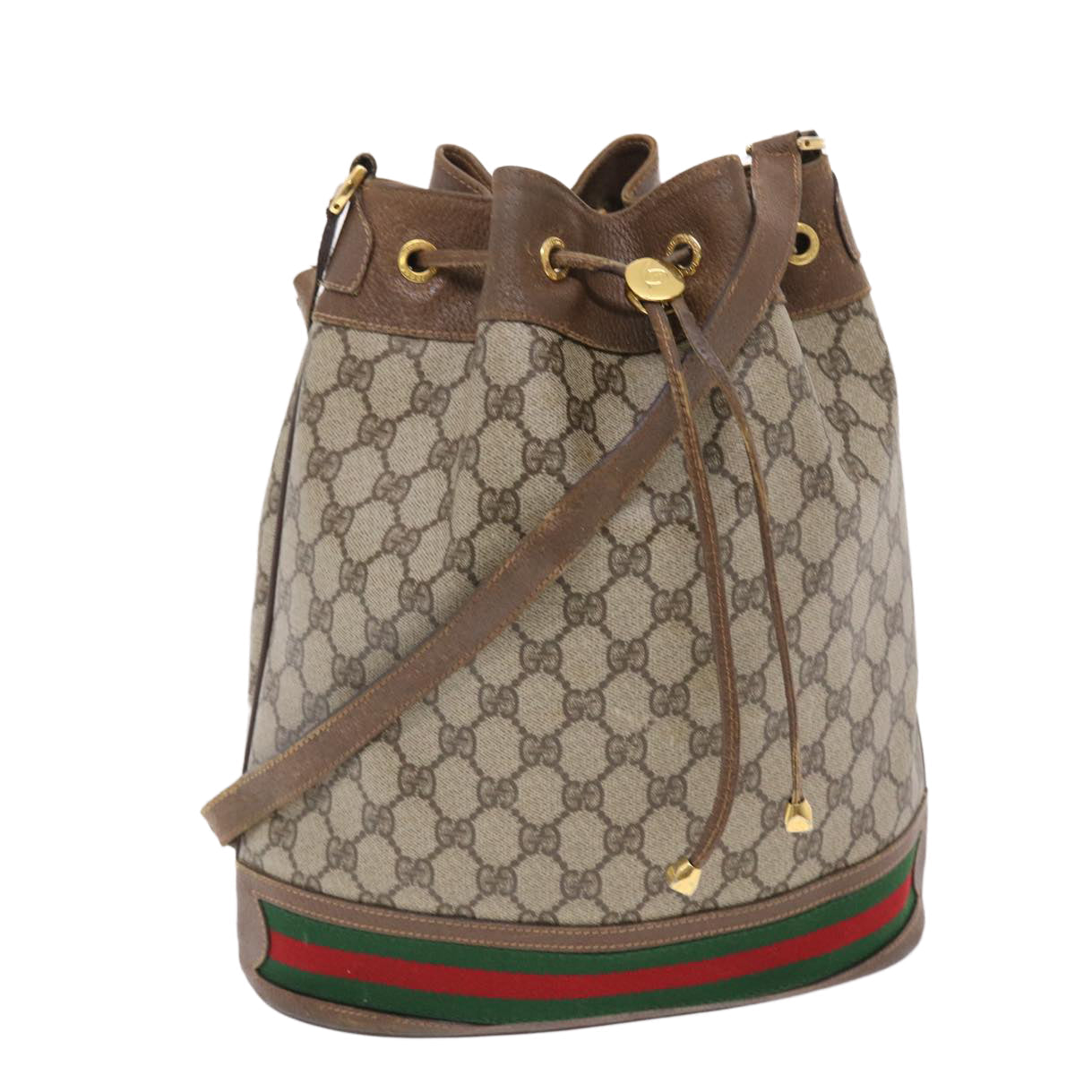 GUCCI GG Canvas Web Sherry Line Shoulder Bag Beige Red Green tb826