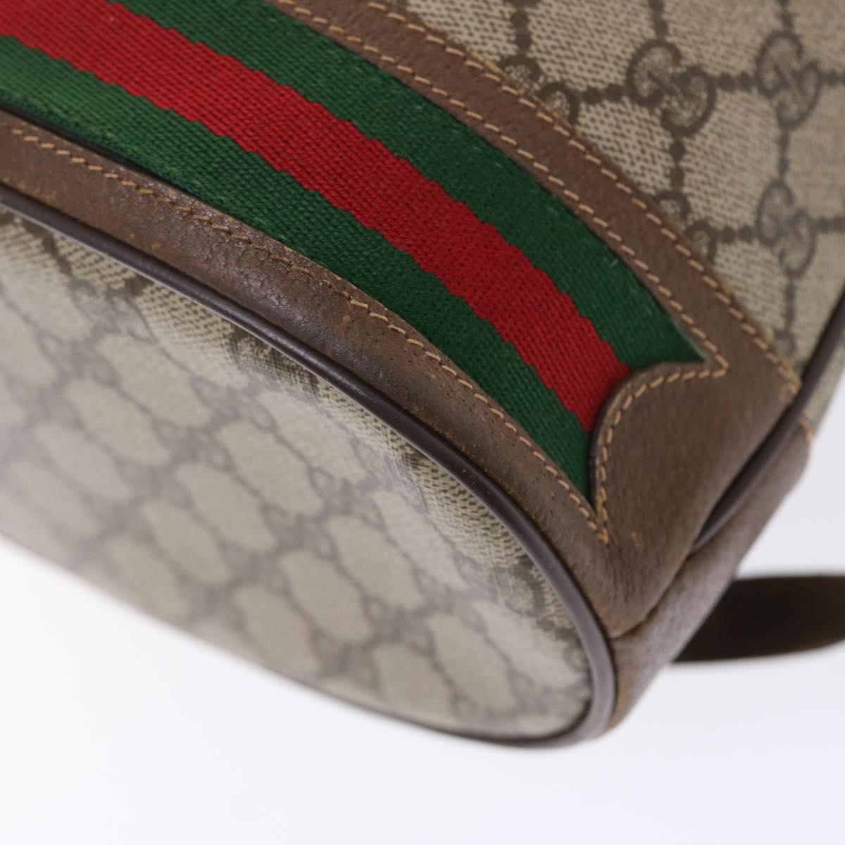 GUCCI GG Canvas Web Sherry Line Shoulder Bag Beige Red Green tb826