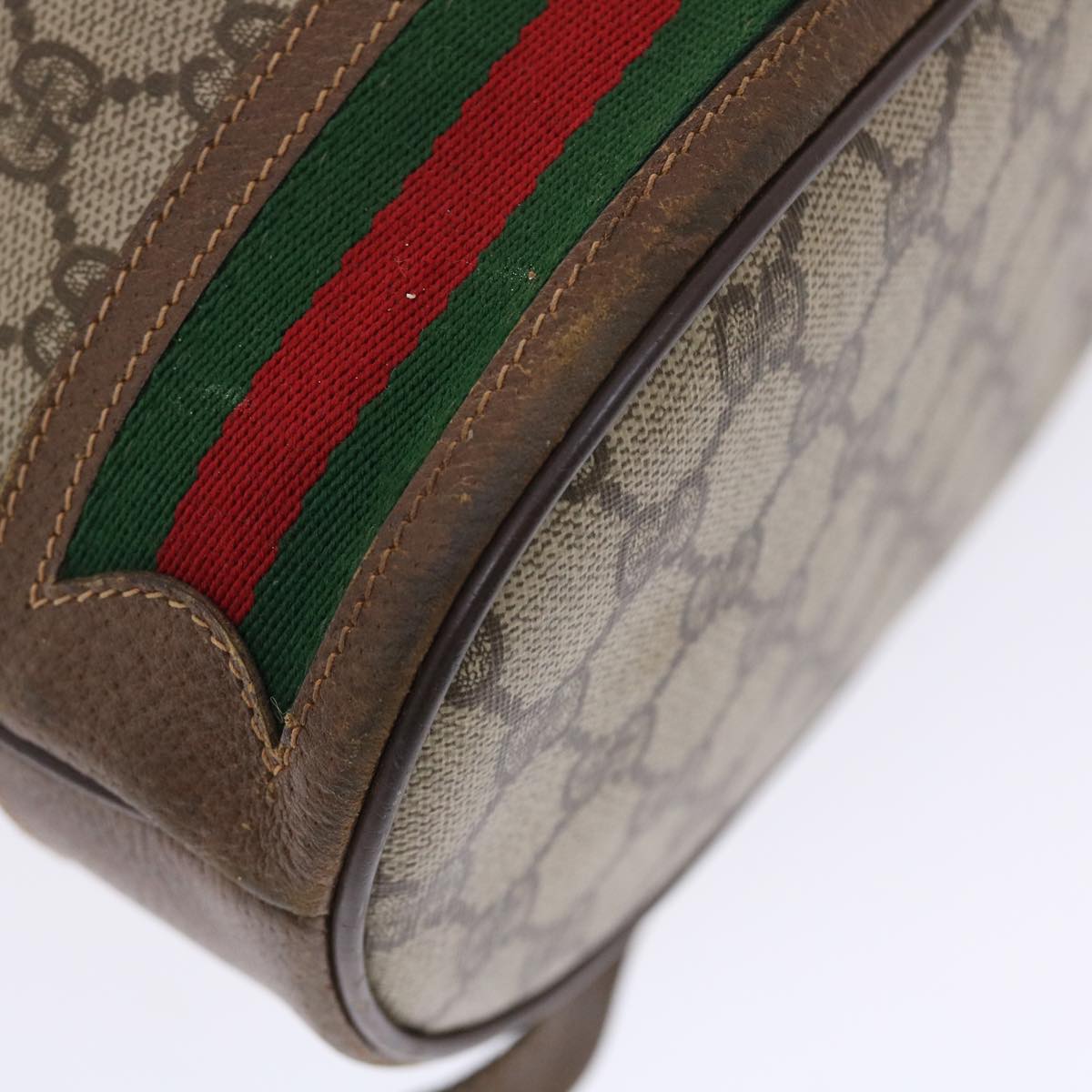 GUCCI GG Canvas Web Sherry Line Shoulder Bag Beige Red Green tb826
