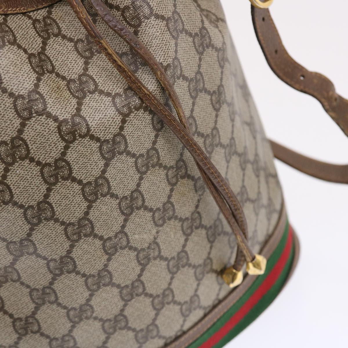 GUCCI GG Canvas Web Sherry Line Shoulder Bag Beige Red Green tb826