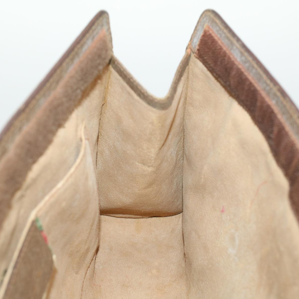 GUCCI Web Sherry Line GG Canvas Clutch Bag PVC Leather Beige Green th3181