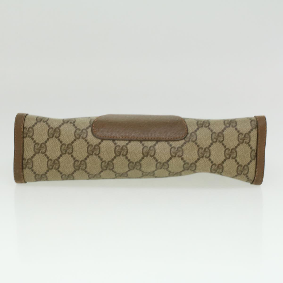 GUCCI Web Sherry Line GG Canvas Clutch Bag PVC Leather Beige Green th3181