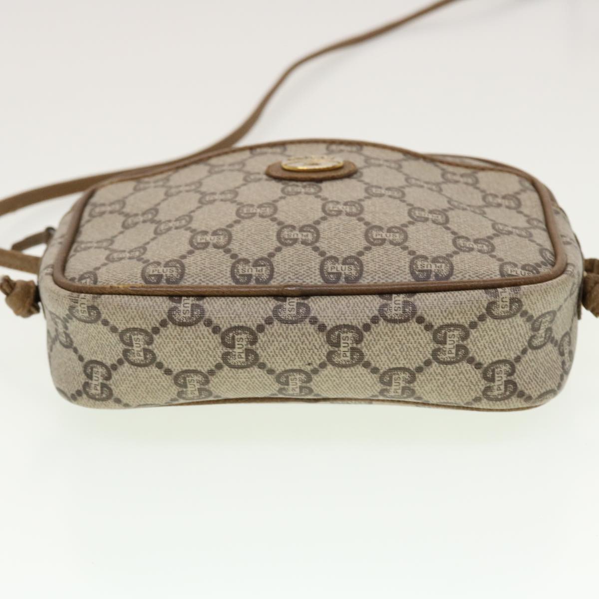 GUCCI GG Plus Canvas Shoulder Bag PVC Leather Beige th3681