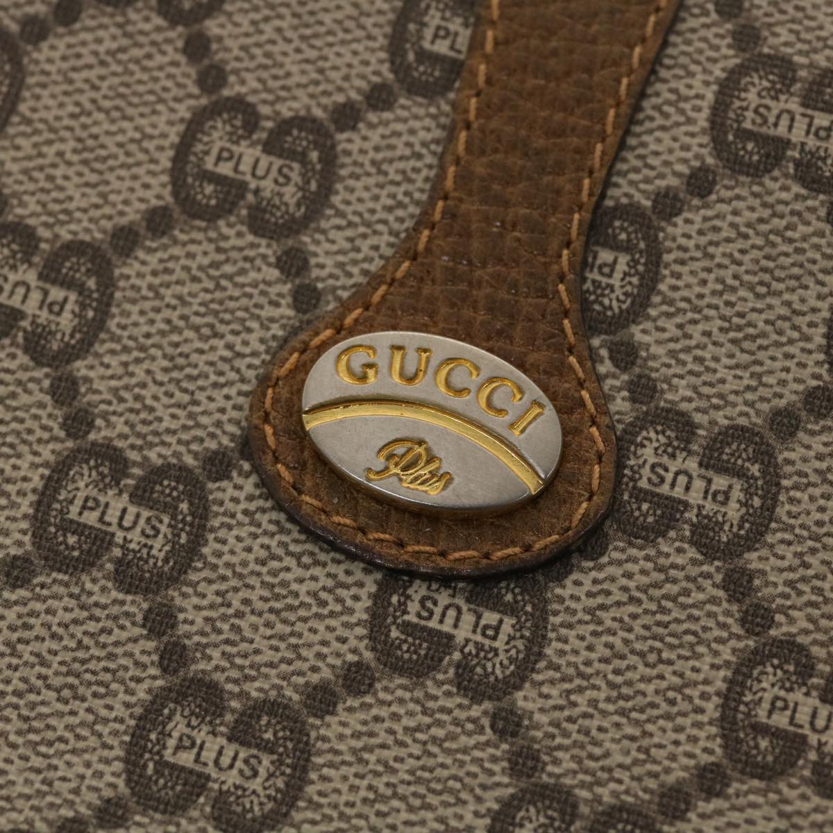 GUCCI GG Plus Canvas Shoulder Bag PVC Leather Beige th3722