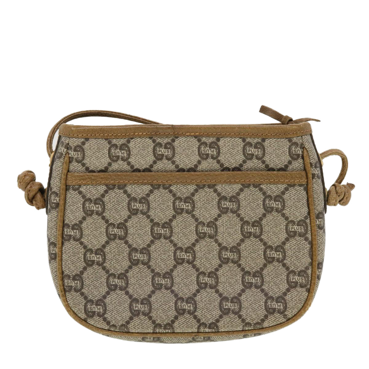 GUCCI GG Plus Canvas Shoulder Bag PVC Leather Beige th3722