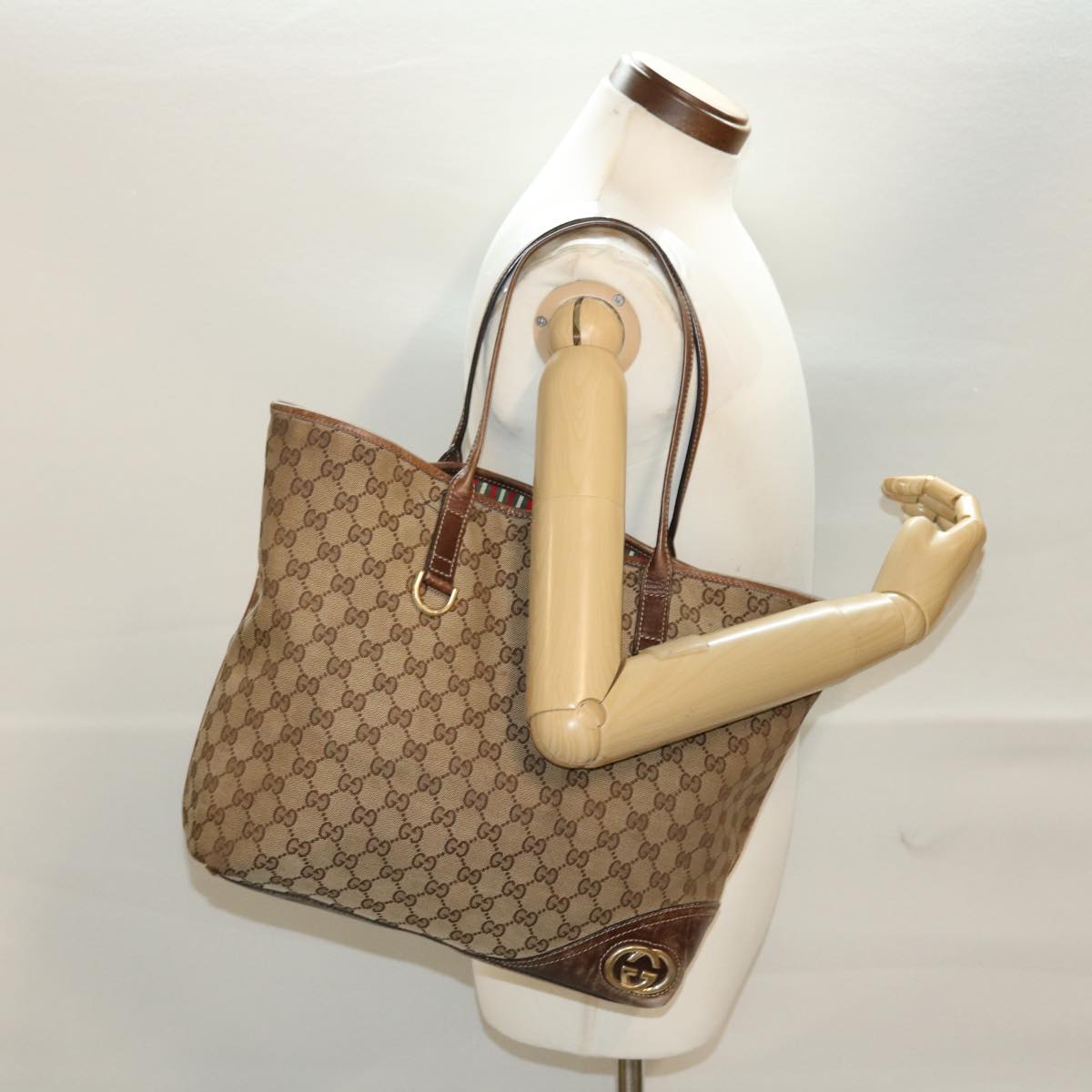 GUCCI GG Canvas Tote Bag Beige 169945 th3742