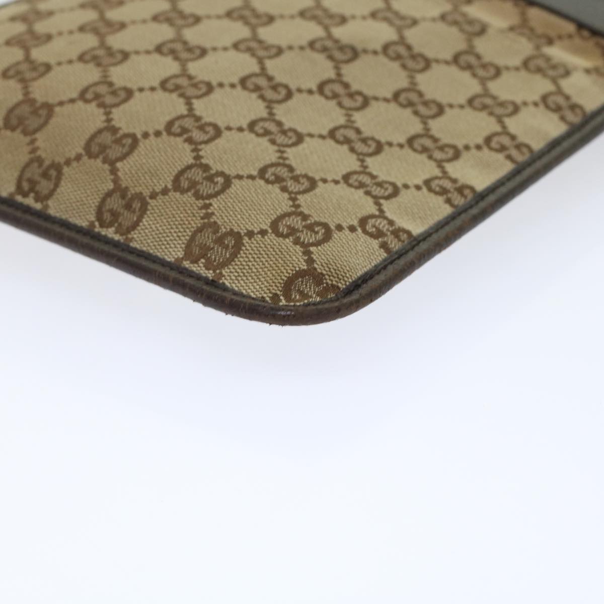 GUCCI GG Canvas Shoulder Bag Leather Beige 27639 th3823
