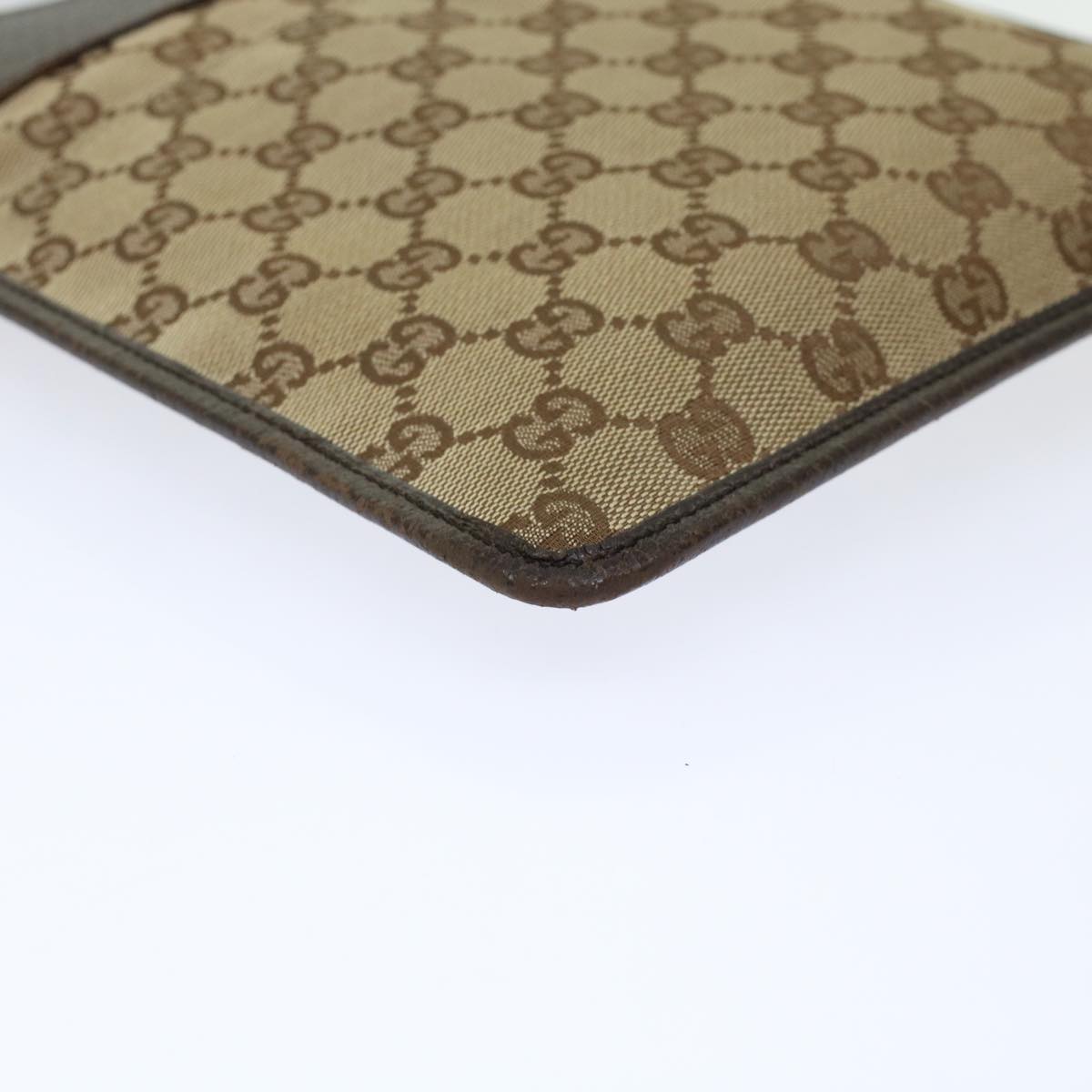 GUCCI GG Canvas Shoulder Bag Leather Beige 27639 th3823