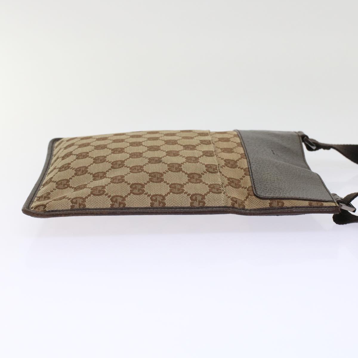 GUCCI GG Canvas Shoulder Bag Leather Beige 27639 th3823
