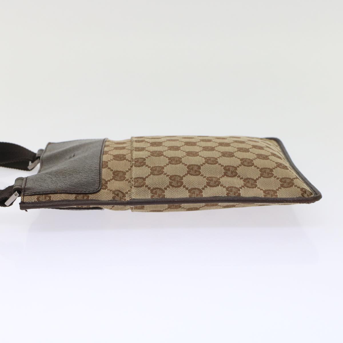 GUCCI GG Canvas Shoulder Bag Leather Beige 27639 th3823