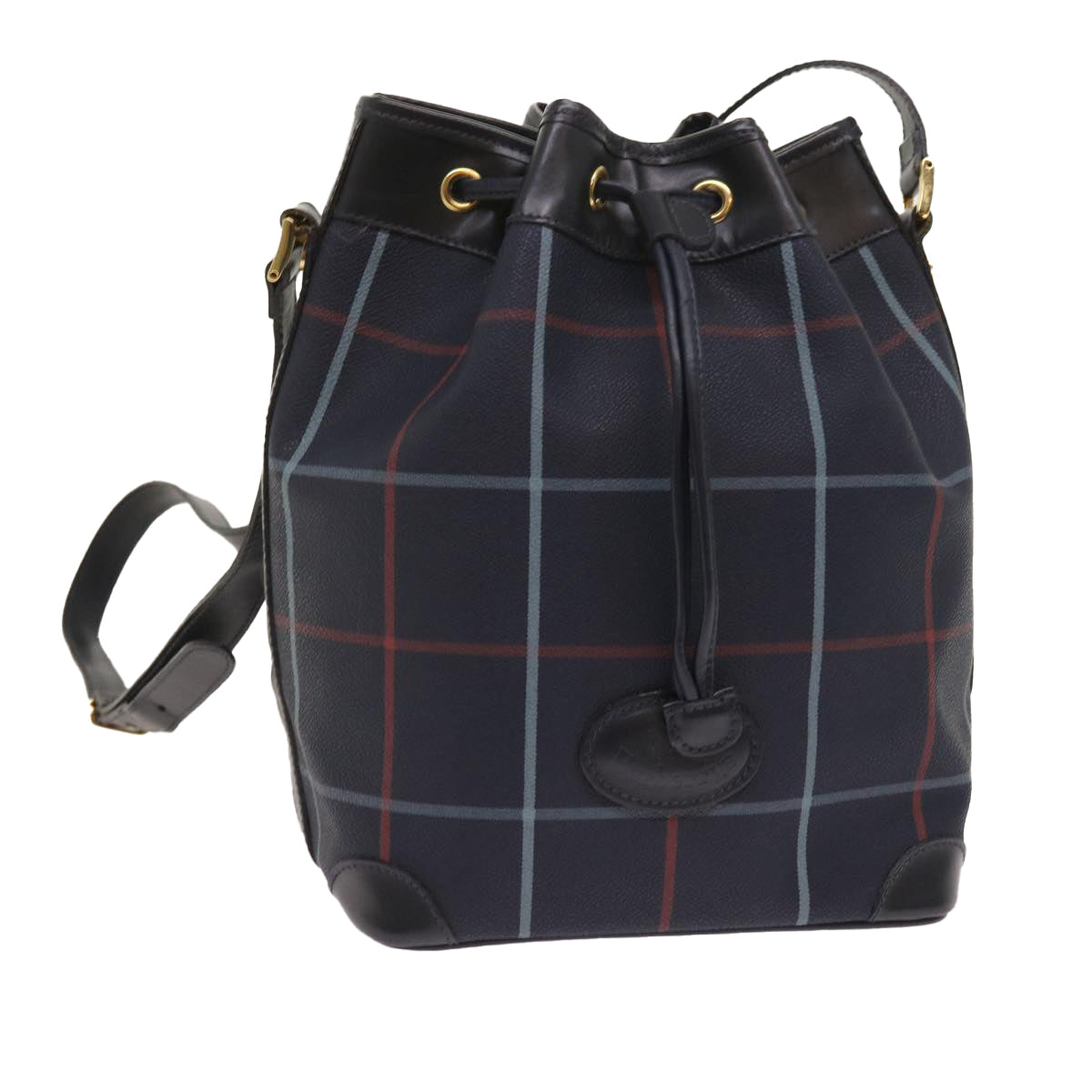 BurberrySs Nova Check Shoulder Bag PVC Leather Navy Auth th4082