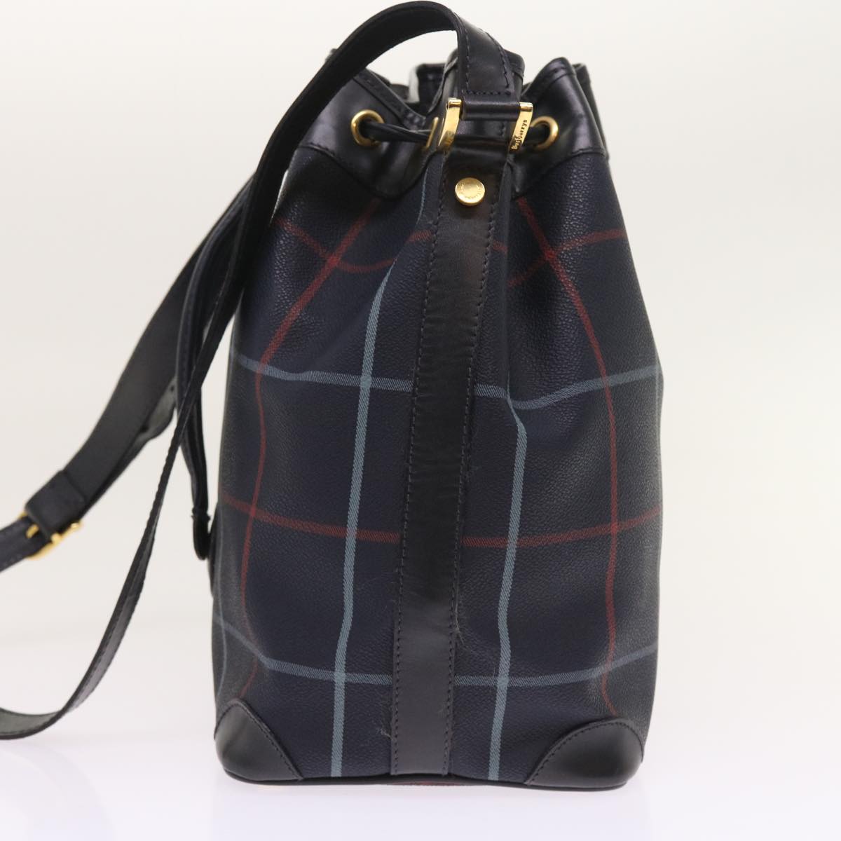 BurberrySs Nova Check Shoulder Bag PVC Leather Navy Auth th4082