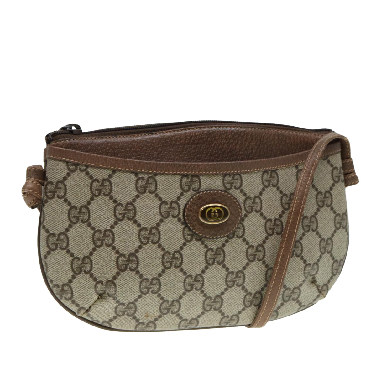 GUCCI GG Supreme Shoulder Bag PVC Beige Gold 904 02 020 Auth th5229