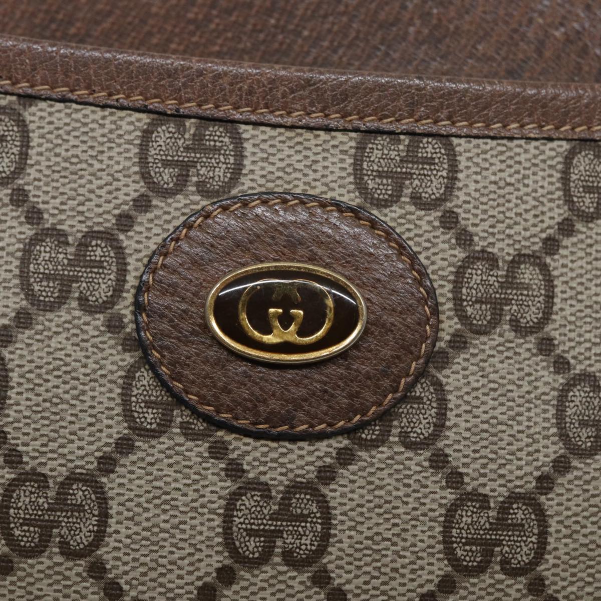 GUCCI GG Supreme Shoulder Bag PVC Beige Gold 904 02 020 Auth th5229