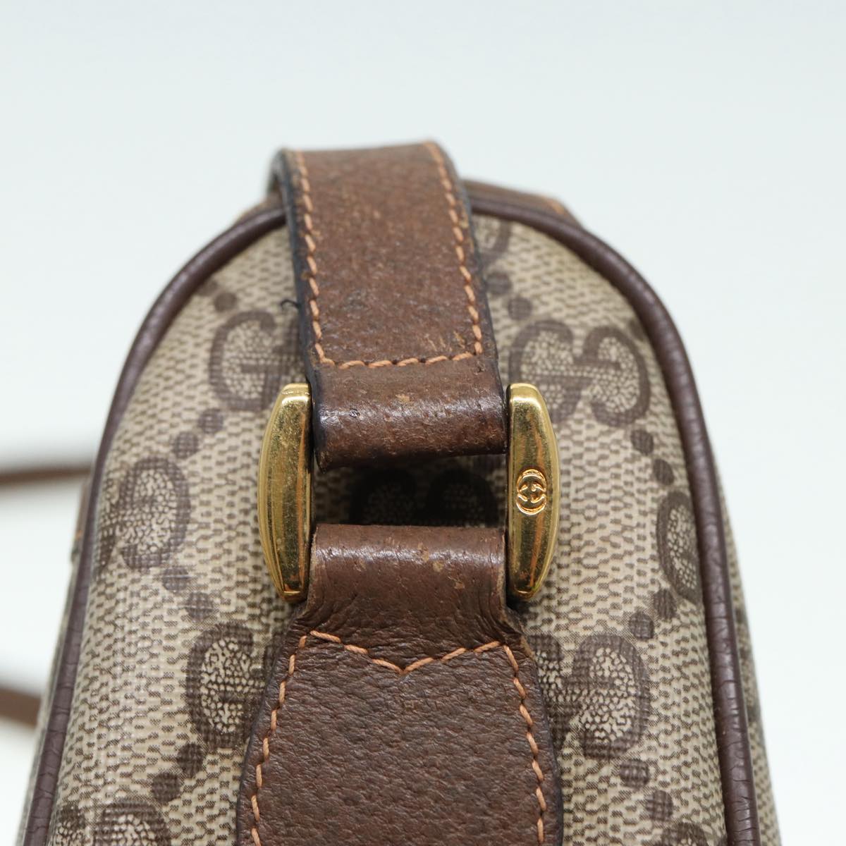 GUCCI GG Supreme Web Sherry Line Shoulder Bag PVC Beige 89 02 077 Auth th5234