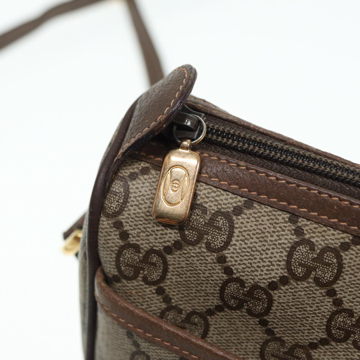 GUCCI GG Supreme Web Sherry Line Shoulder Bag PVC Beige 89 02 077 Auth th5234