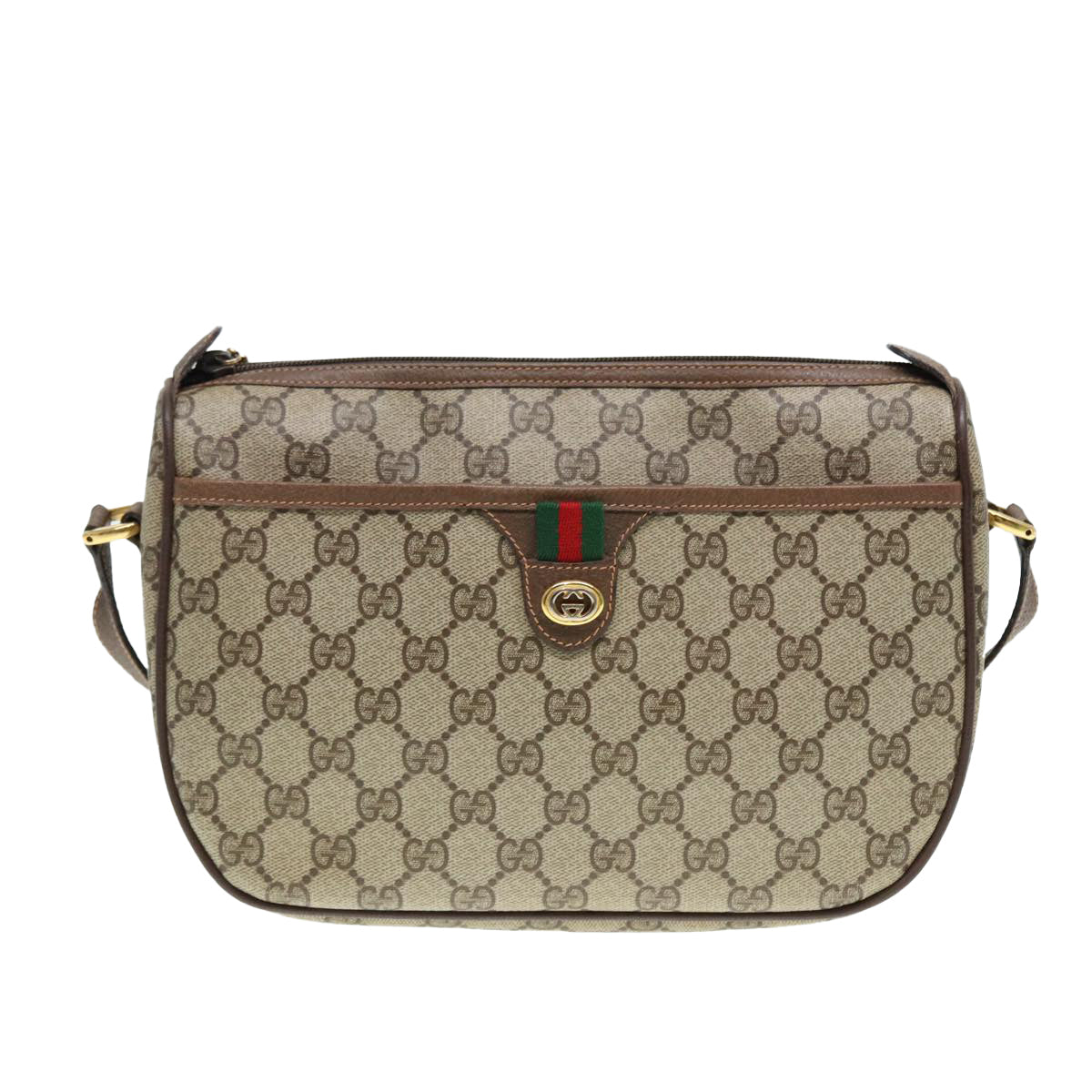 GUCCI GG Supreme Web Sherry Line Shoulder Bag PVC Beige 89 02 077 Auth th5234