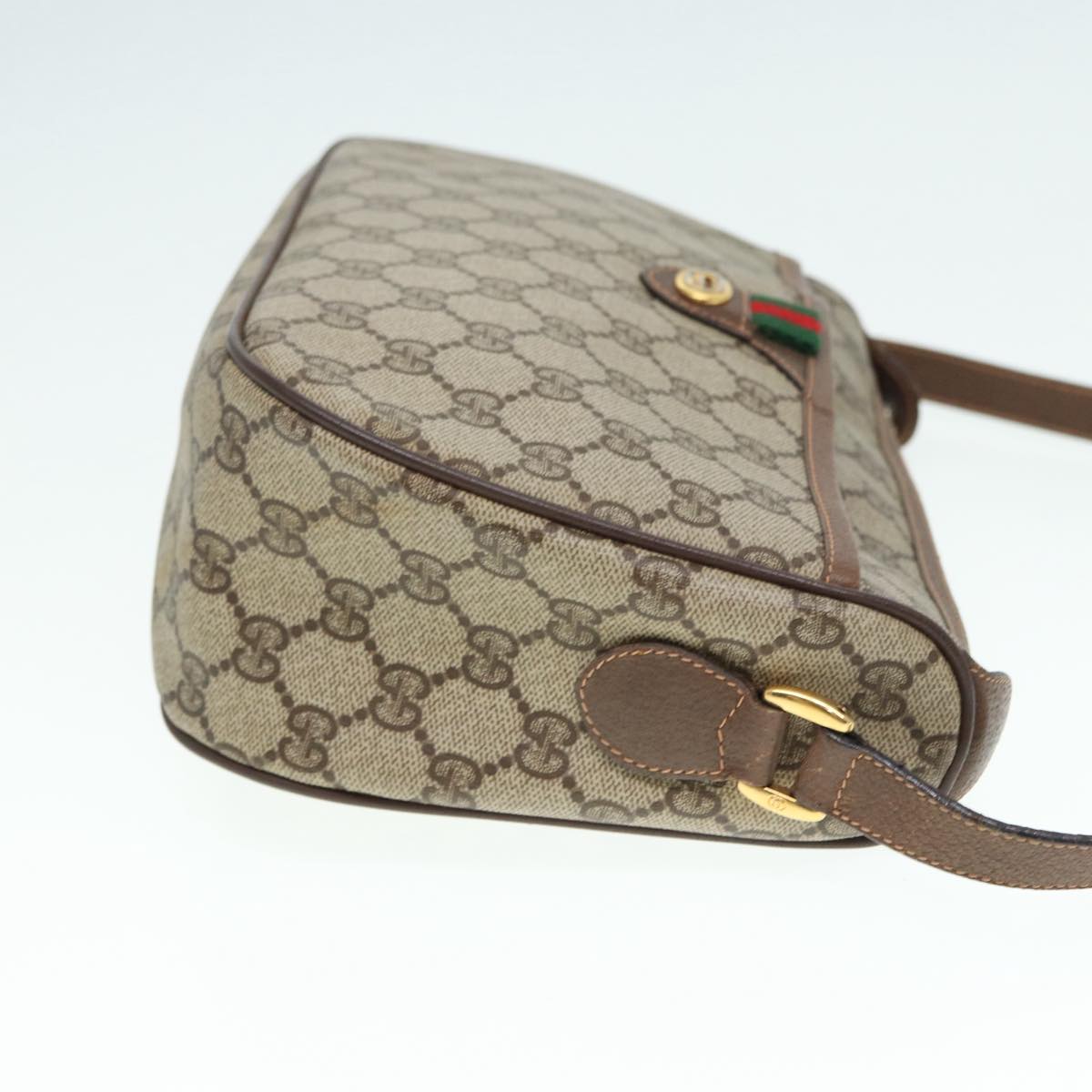 GUCCI GG Supreme Web Sherry Line Shoulder Bag PVC Beige 89 02 077 Auth th5234