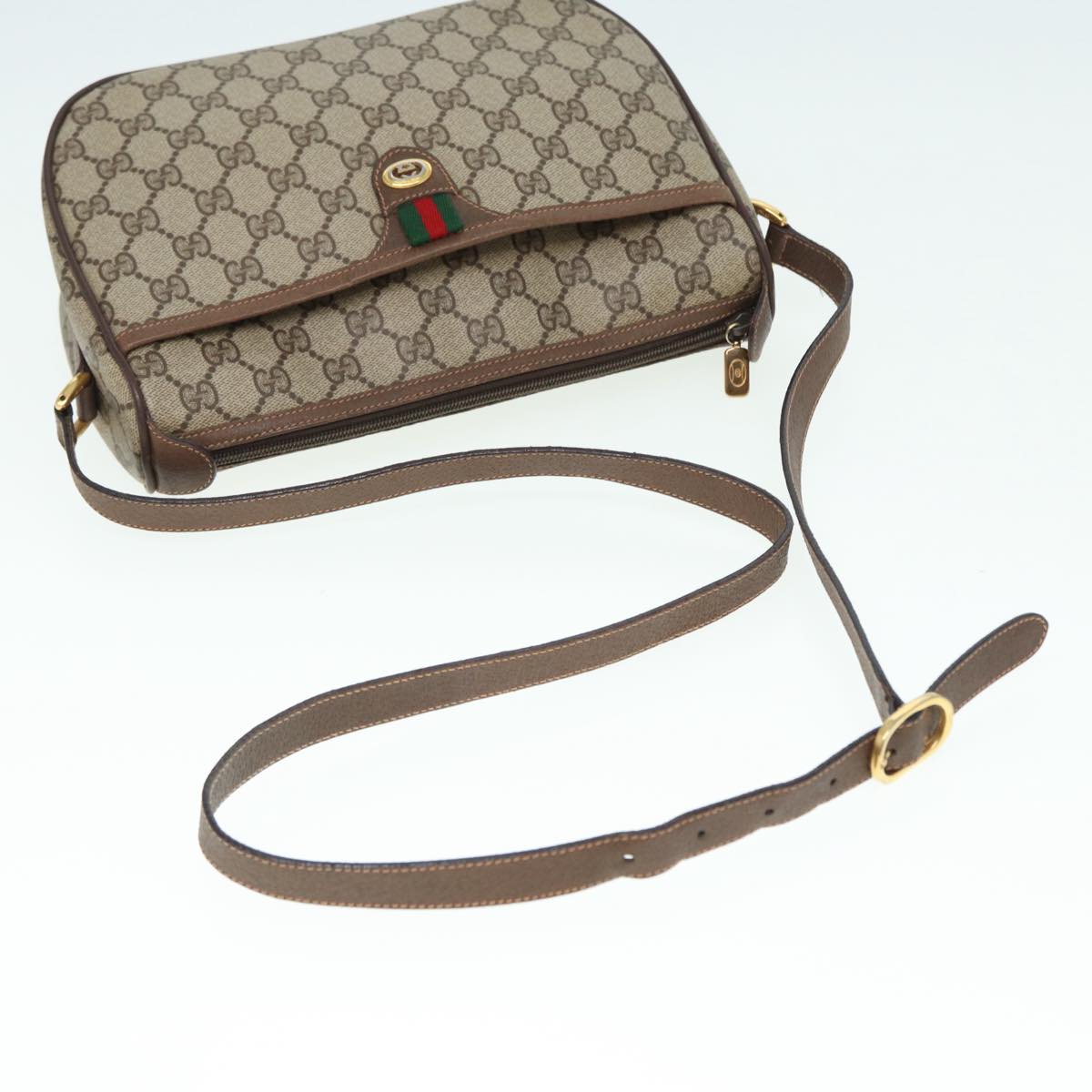 GUCCI GG Supreme Web Sherry Line Shoulder Bag PVC Beige 89 02 077 Auth th5234