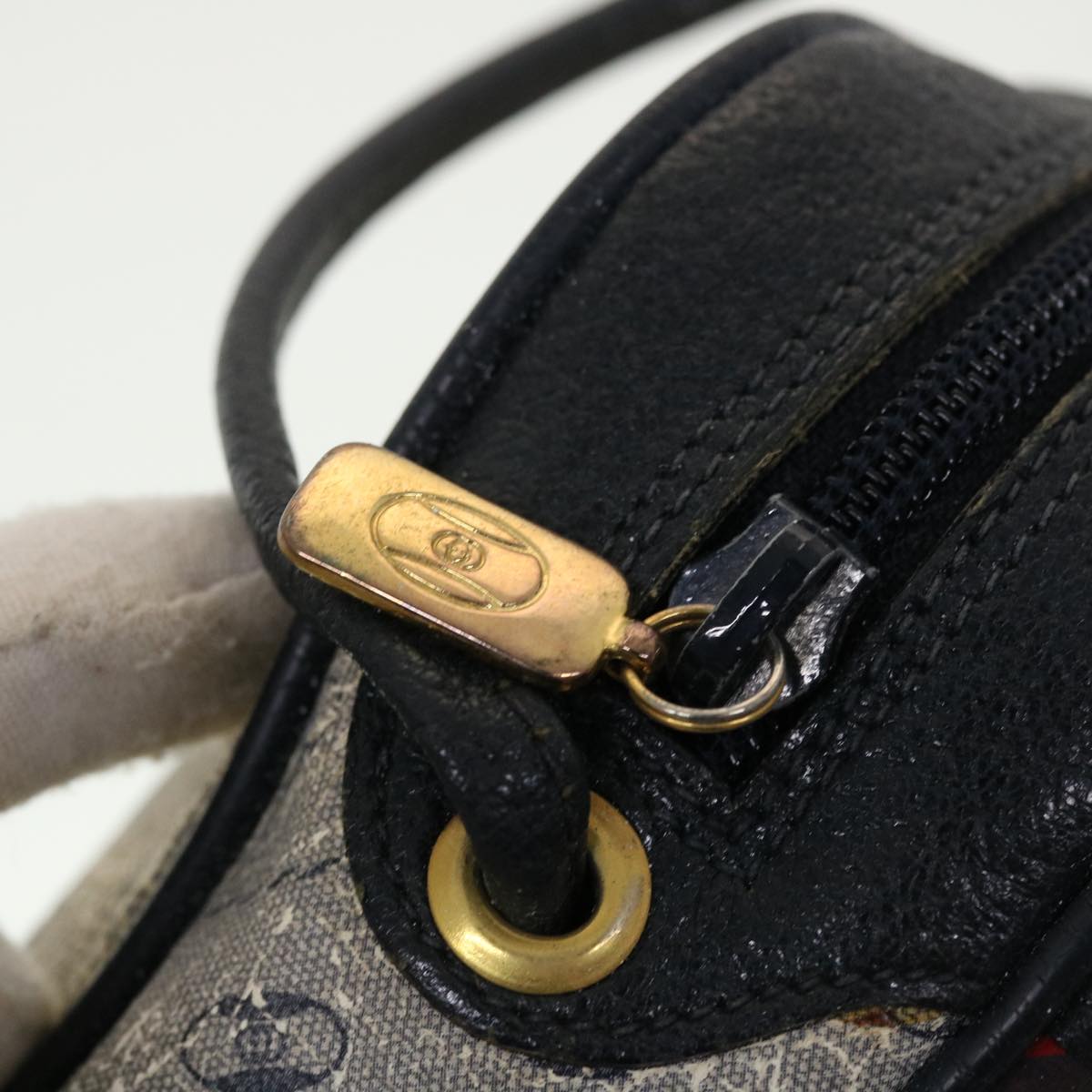 GUCCI Shoulder Bag PVC Leather Navy Gray Red ti1146