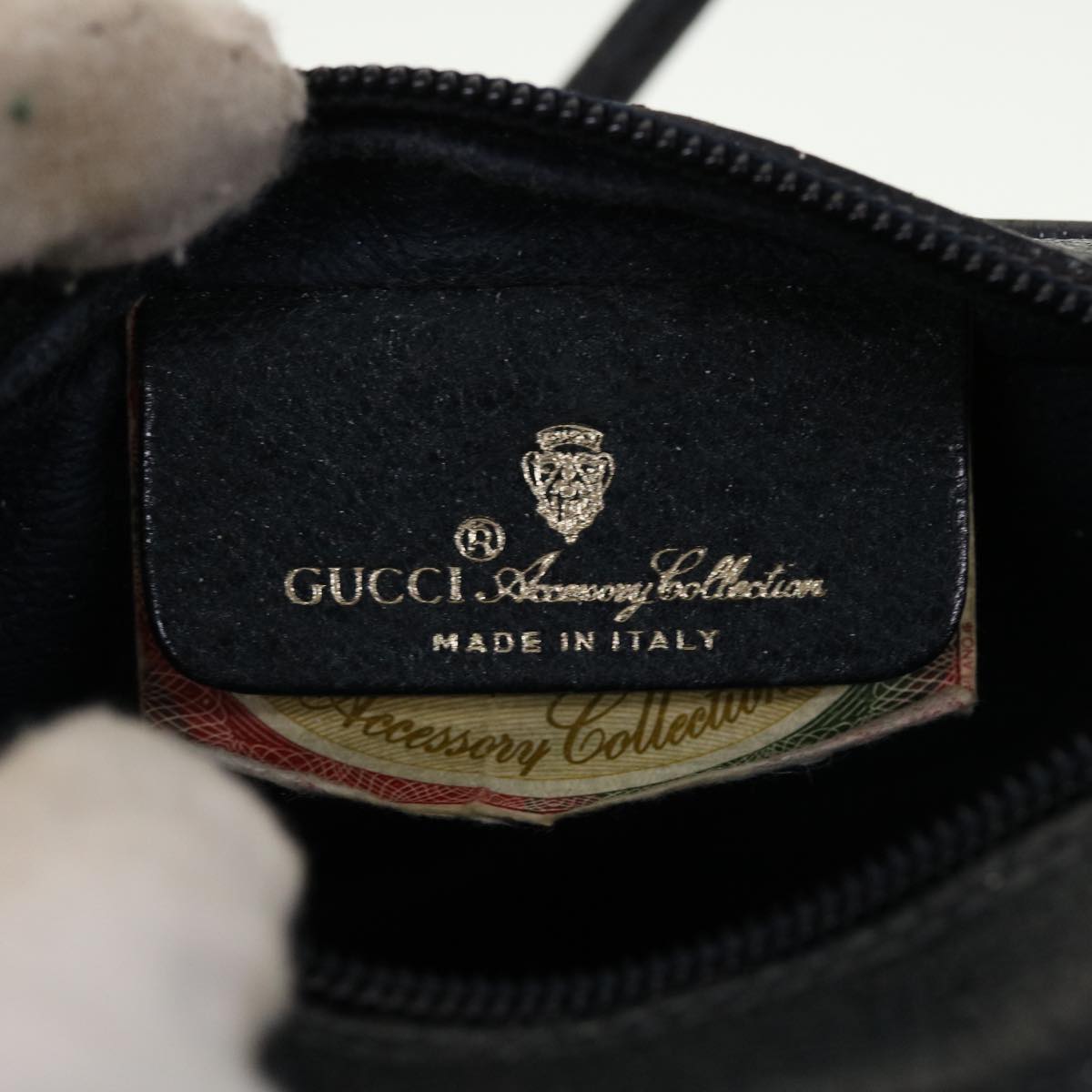GUCCI Shoulder Bag PVC Leather Navy Gray Red ti1146