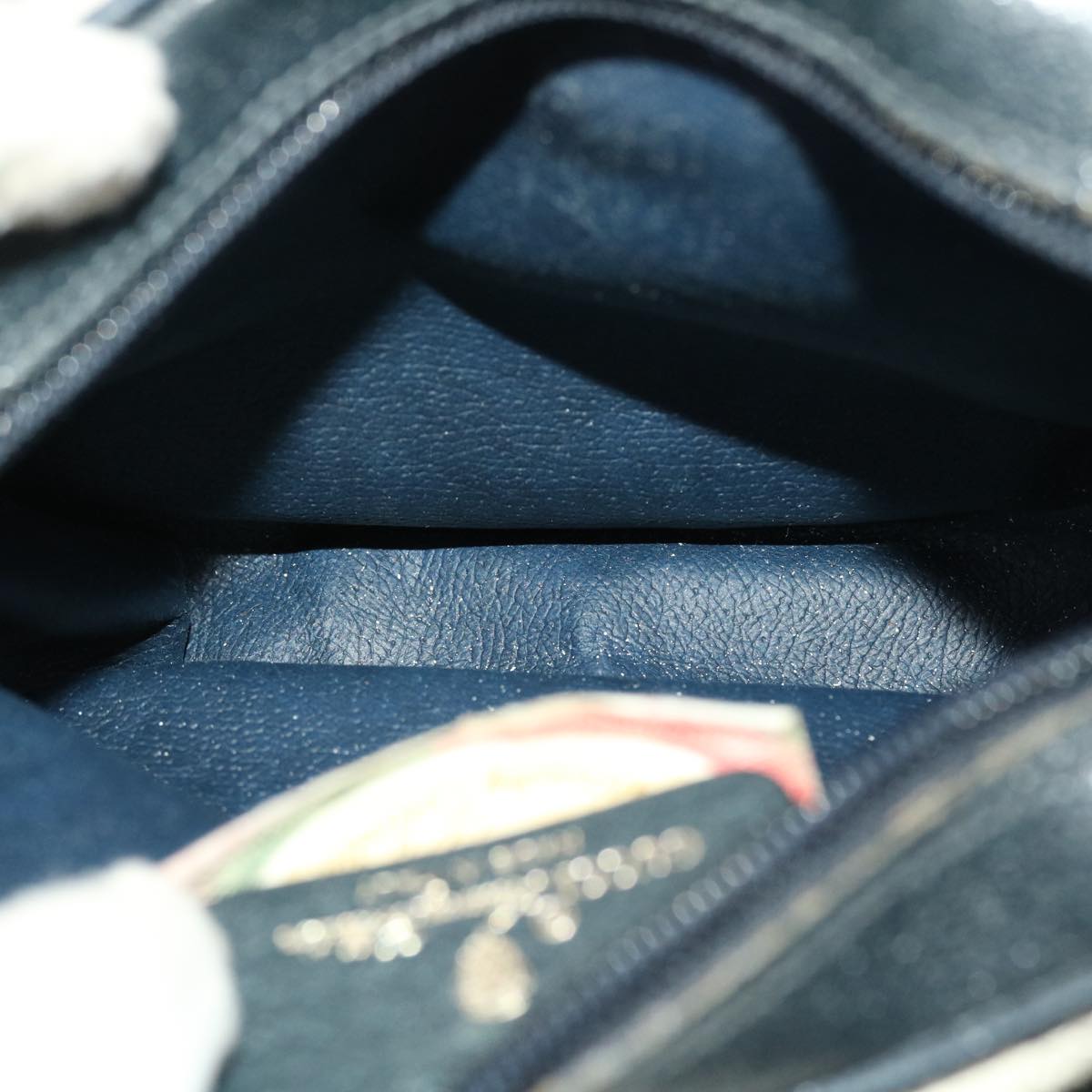 GUCCI Shoulder Bag PVC Leather Navy Gray Red ti1146