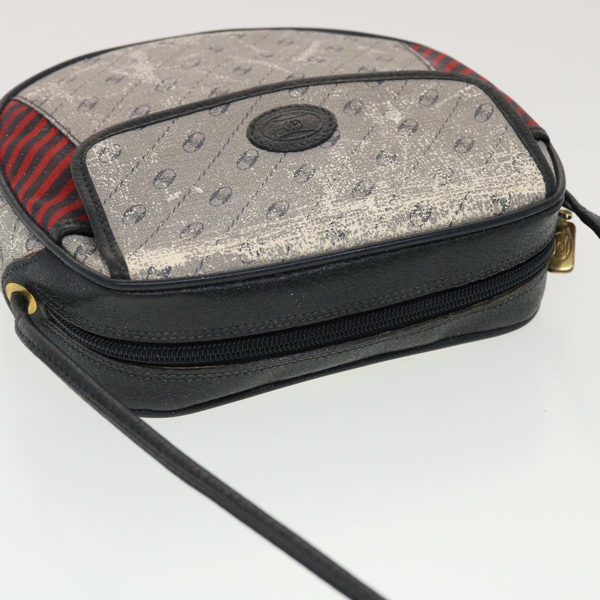 GUCCI Shoulder Bag PVC Leather Navy Gray Red ti1146
