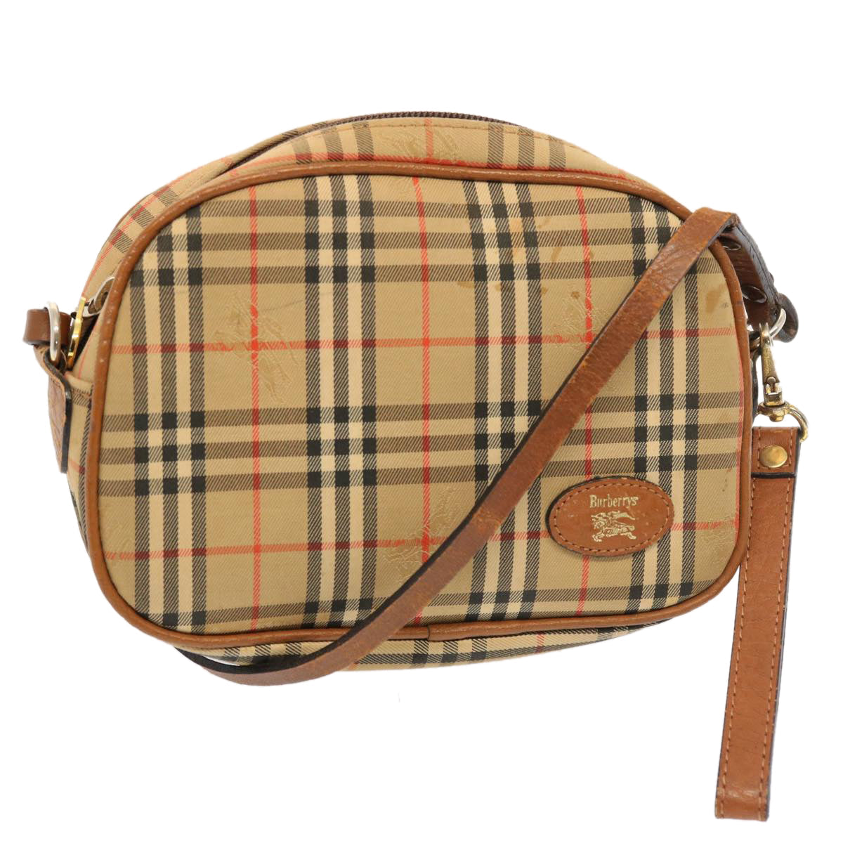 BurberrySs Nova Check Shoulder Bag Nylon Beige Auth ti1214