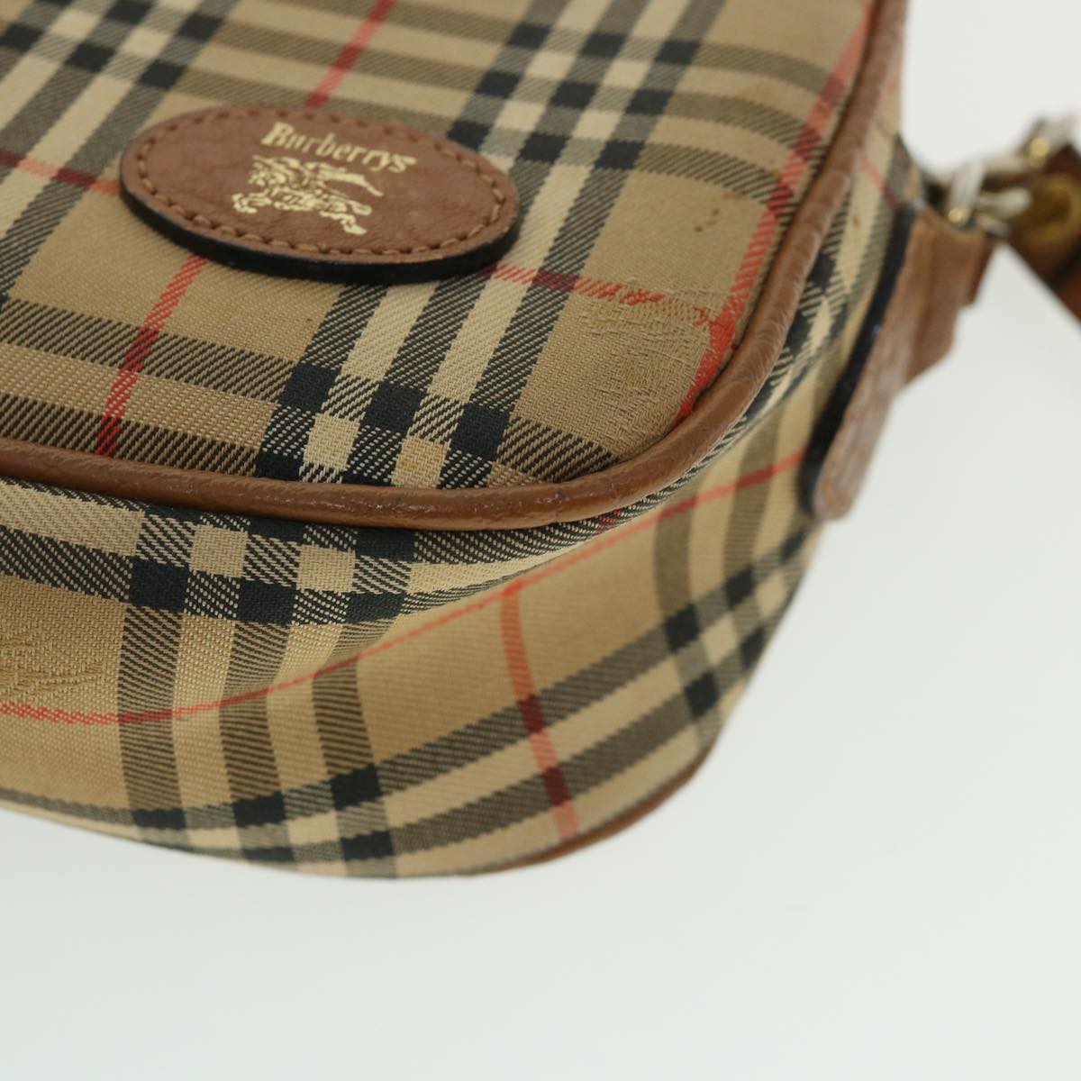 BurberrySs Nova Check Shoulder Bag Nylon Beige Auth ti1214