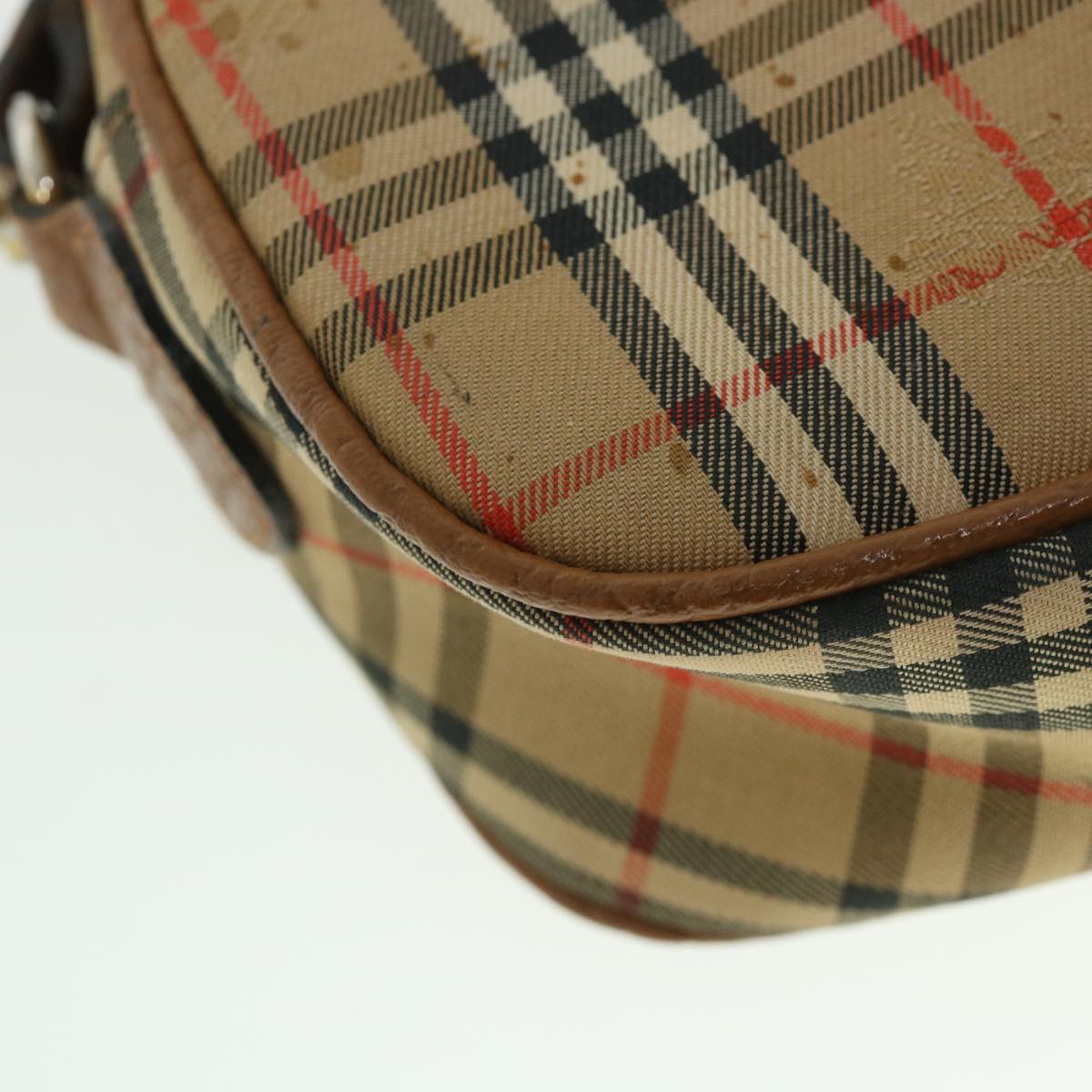 BurberrySs Nova Check Shoulder Bag Nylon Beige Auth ti1214