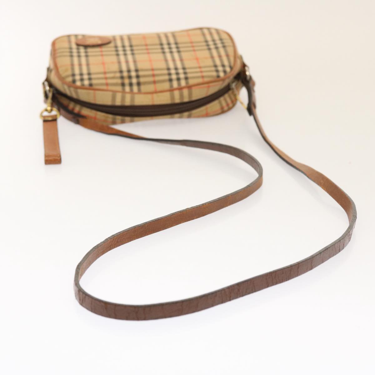 BurberrySs Nova Check Shoulder Bag Nylon Beige Auth ti1214