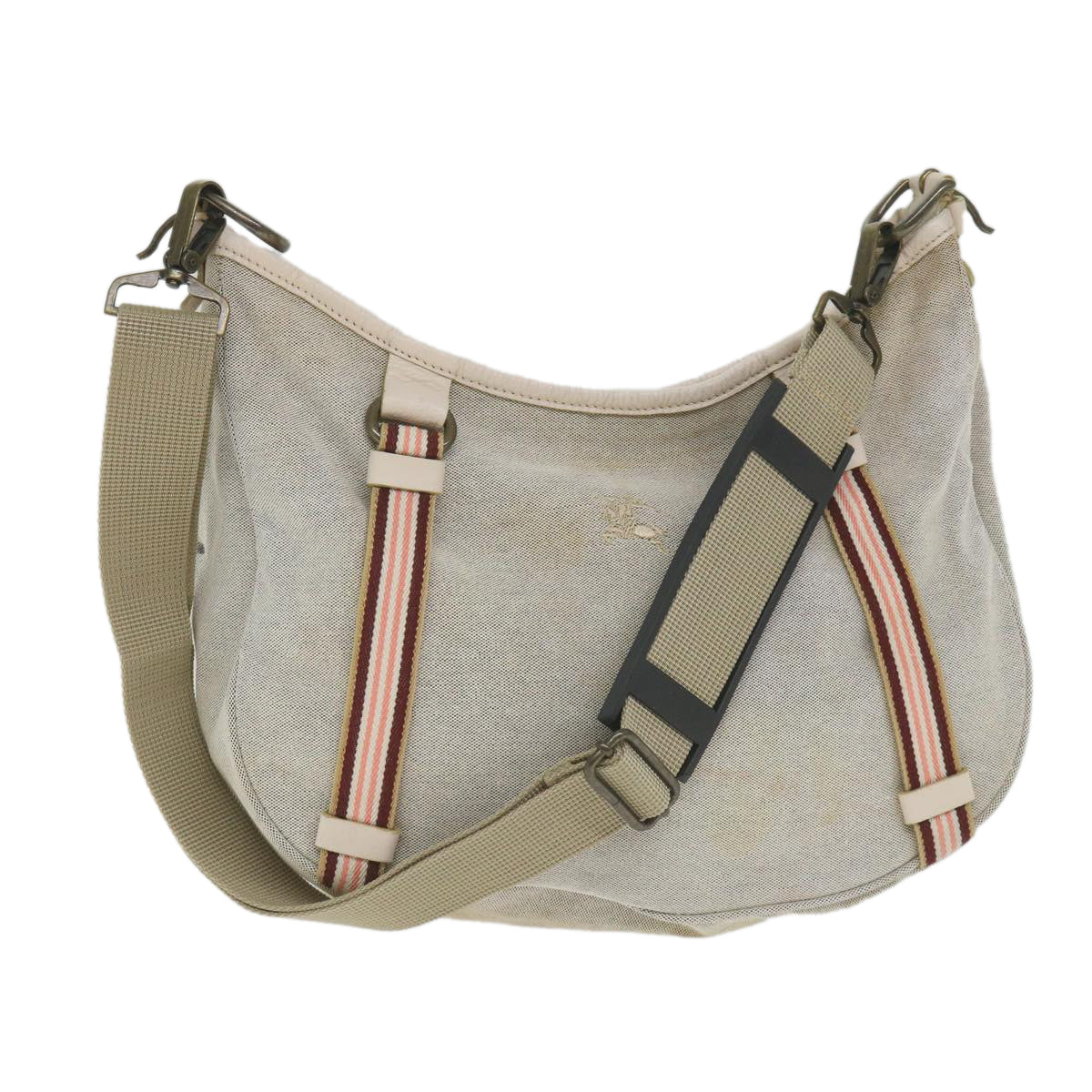 Burberry Shoulder Bag Canvas Gray Auth ti1326