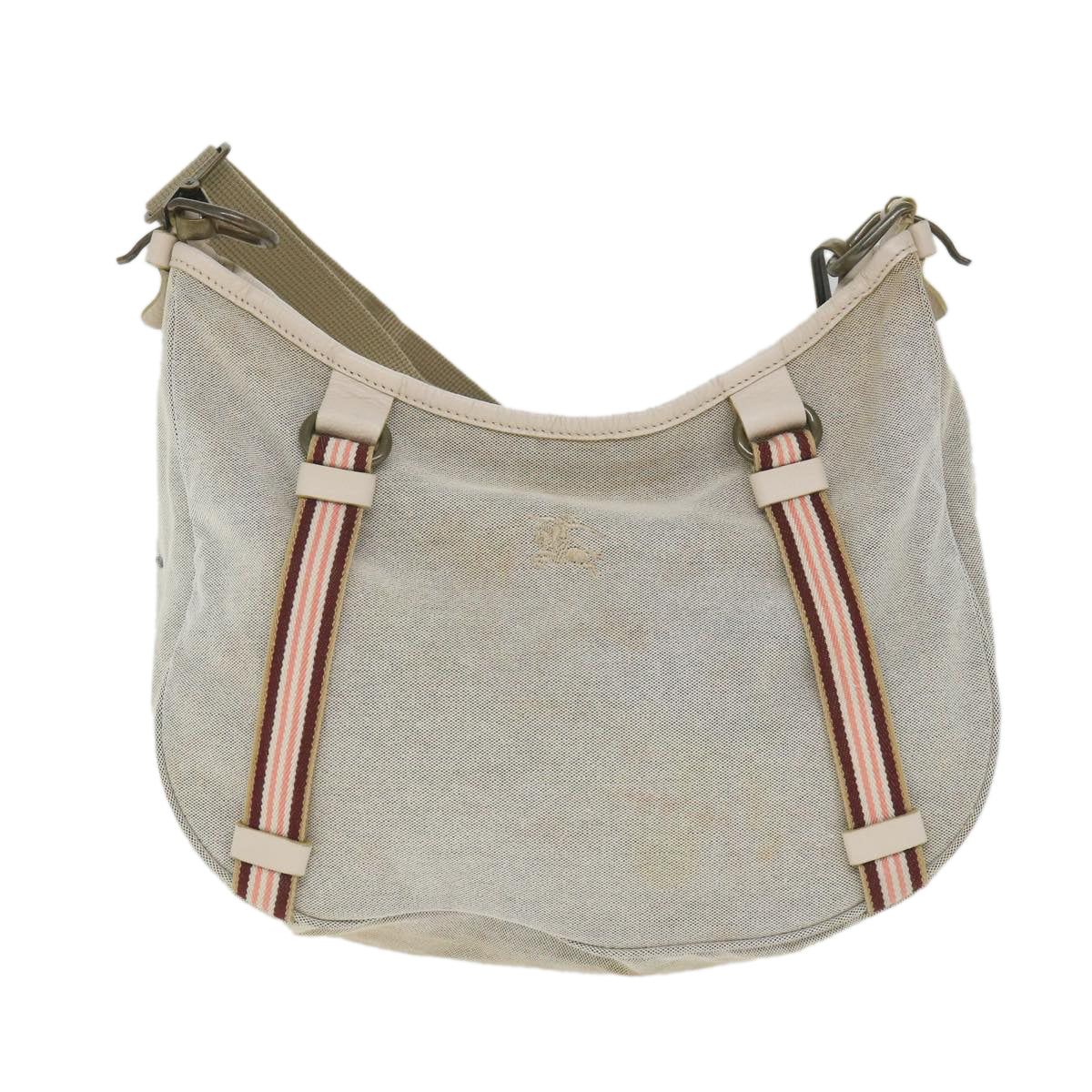 Burberry Shoulder Bag Canvas Gray Auth ti1326