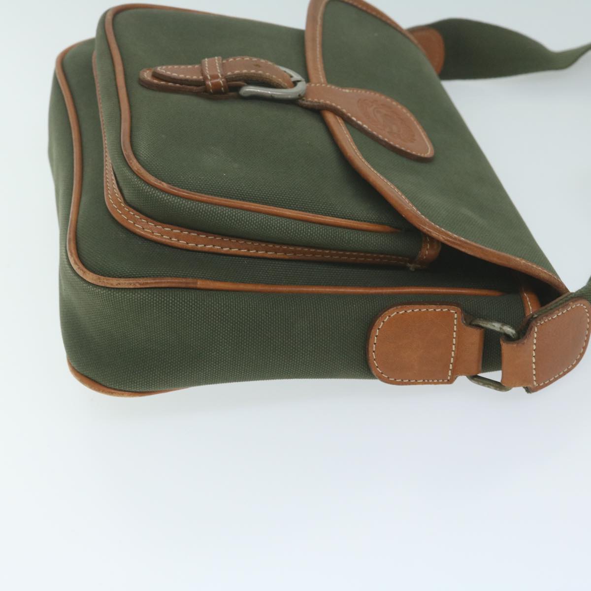 BurberrySs Shoulder Bag Canvas Khaki Auth ti1465