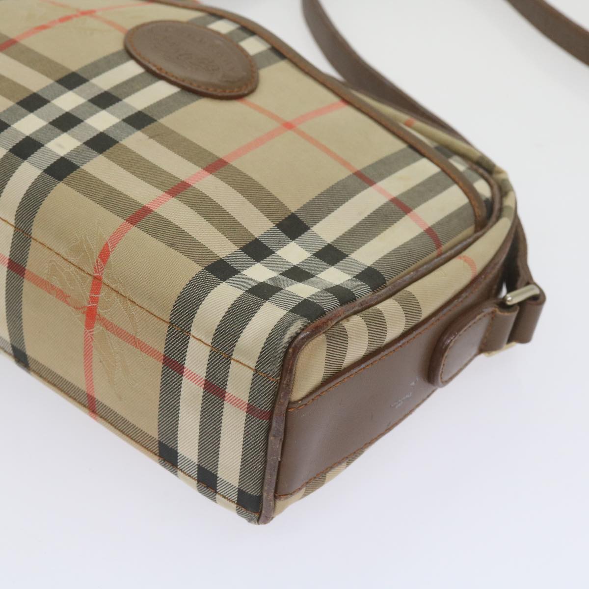 Burberry Nova Check Shoulder Bag Canvas Beige Auth ti1529