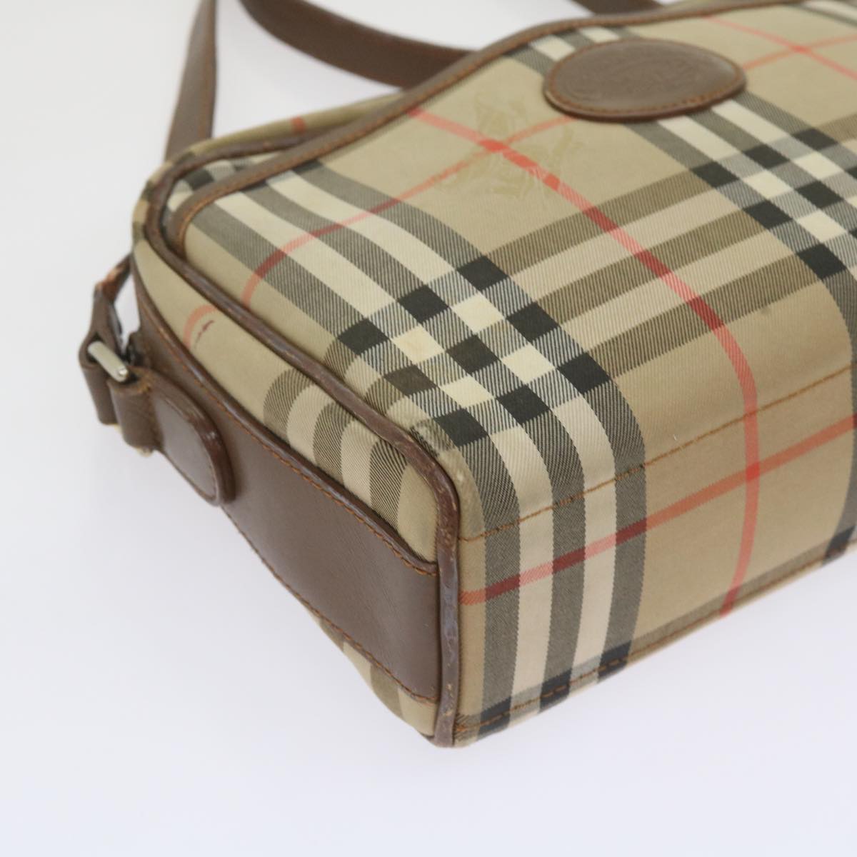Burberry Nova Check Shoulder Bag Canvas Beige Auth ti1529