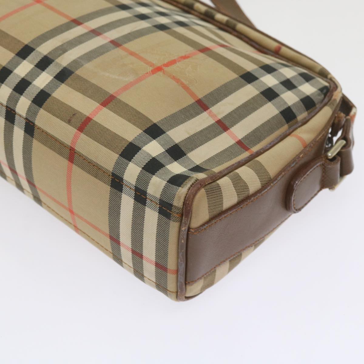 Burberry Nova Check Shoulder Bag Canvas Beige Auth ti1529