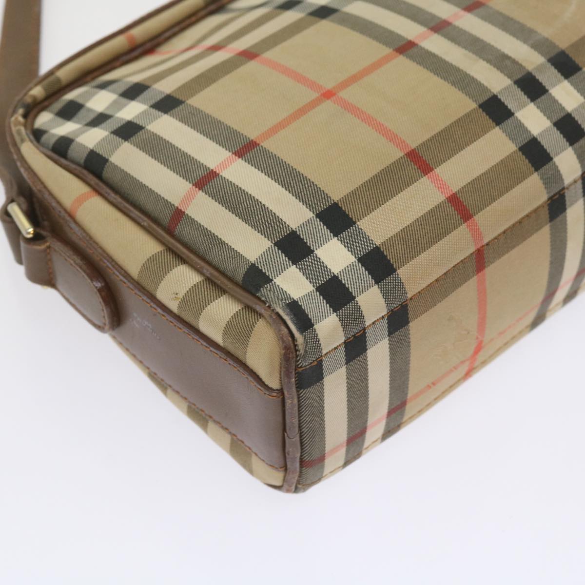 Burberry Nova Check Shoulder Bag Canvas Beige Auth ti1529