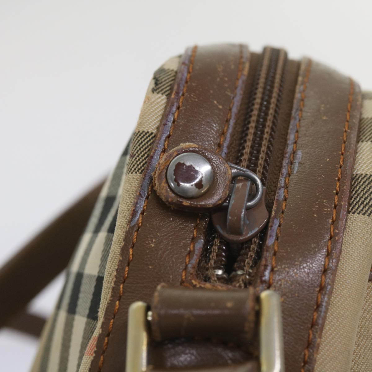 Burberry Nova Check Shoulder Bag Canvas Beige Auth ti1529